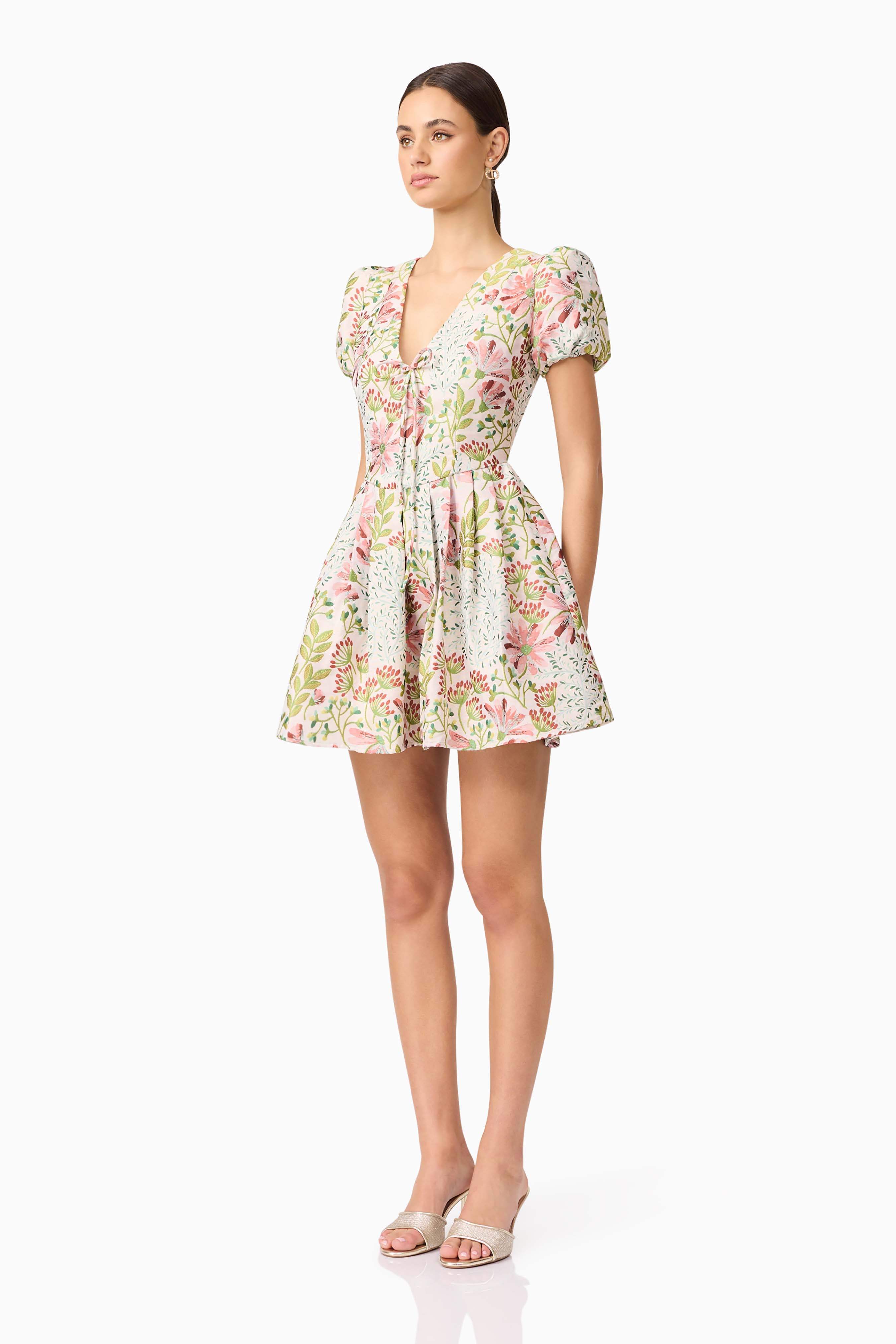 Calaantha Puff Sleeve Mini Dress in Floral - Image 4