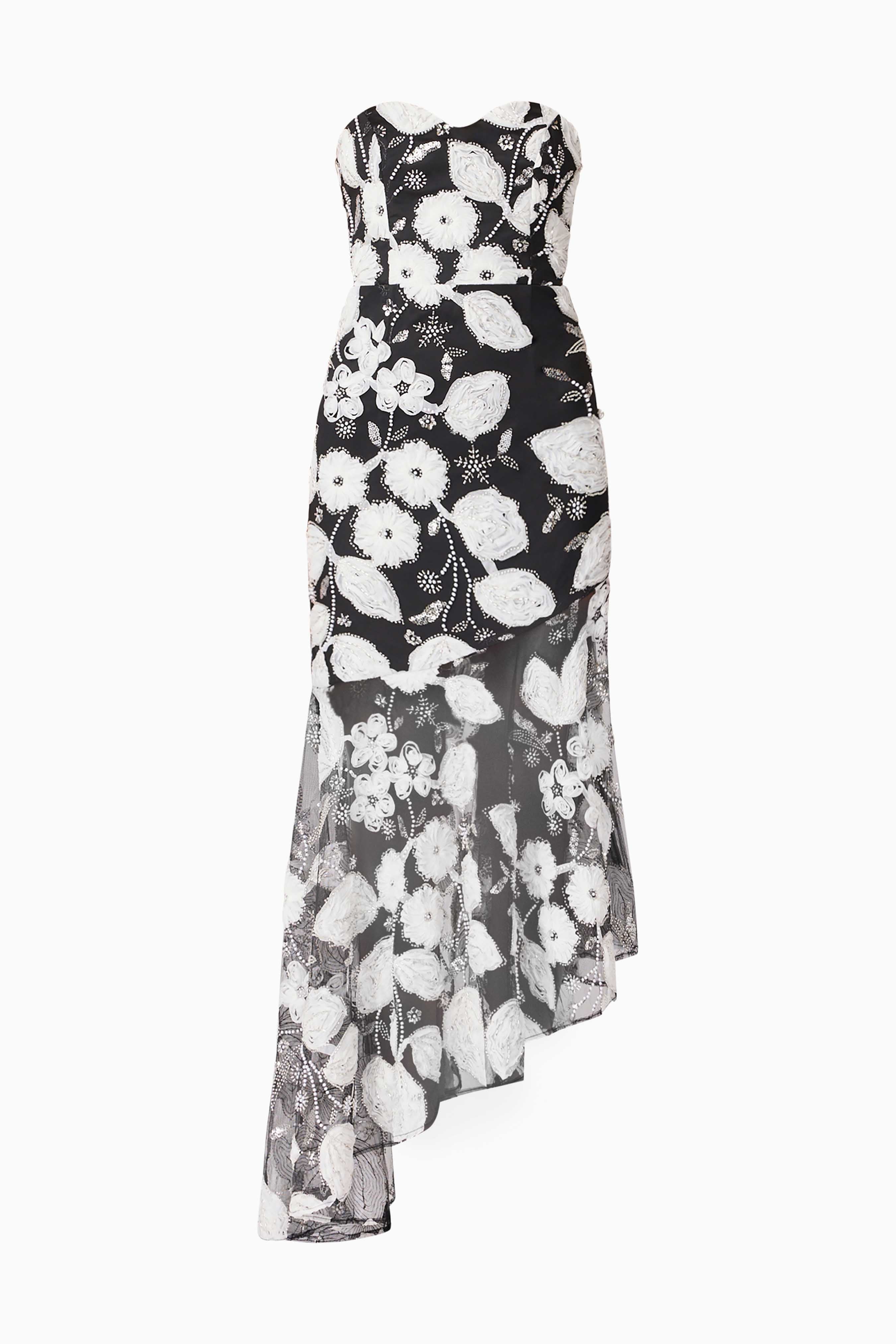 Carol Strapless Gown in Black & White - Image 8