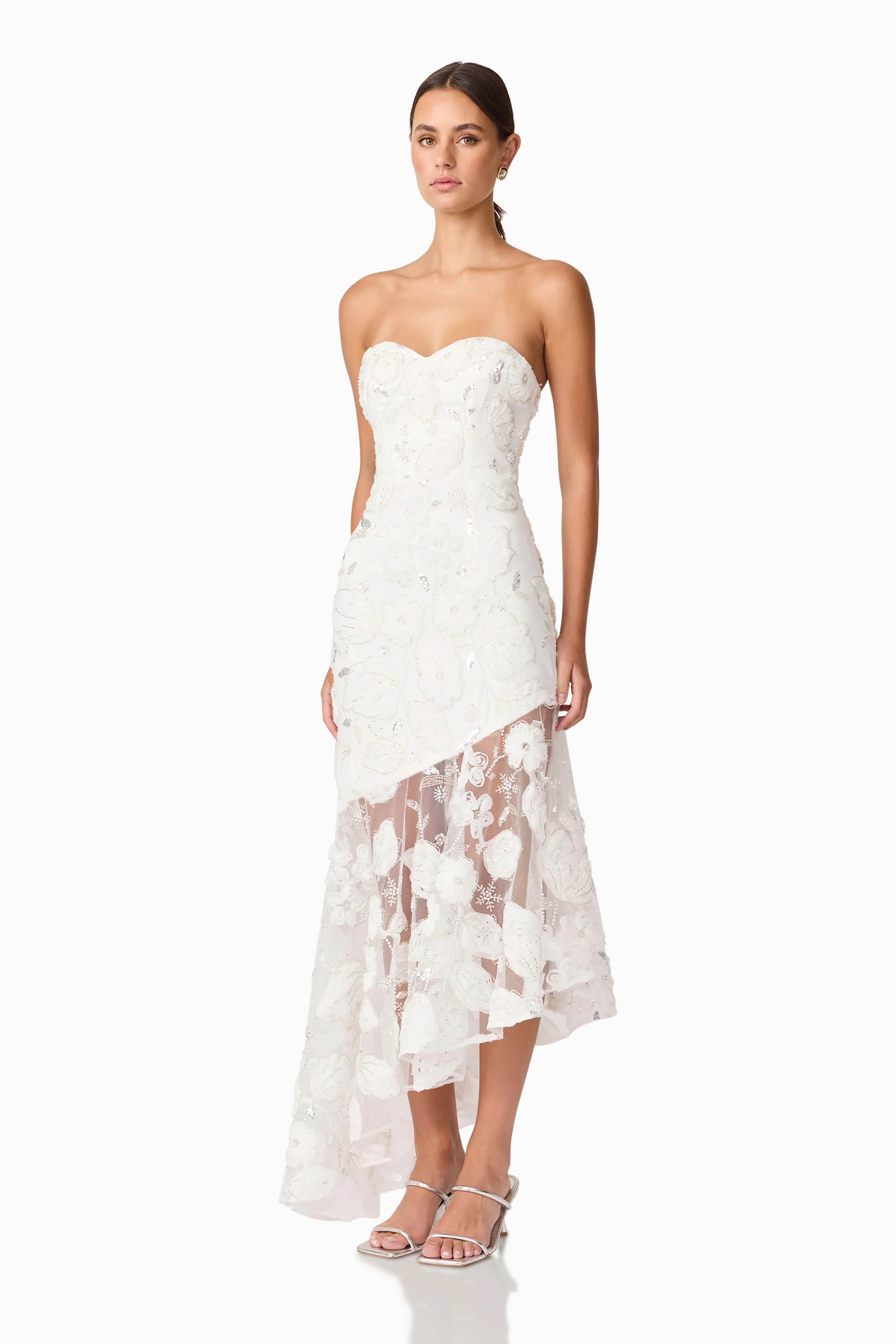 Carol Strapless Gown in White - Image 4