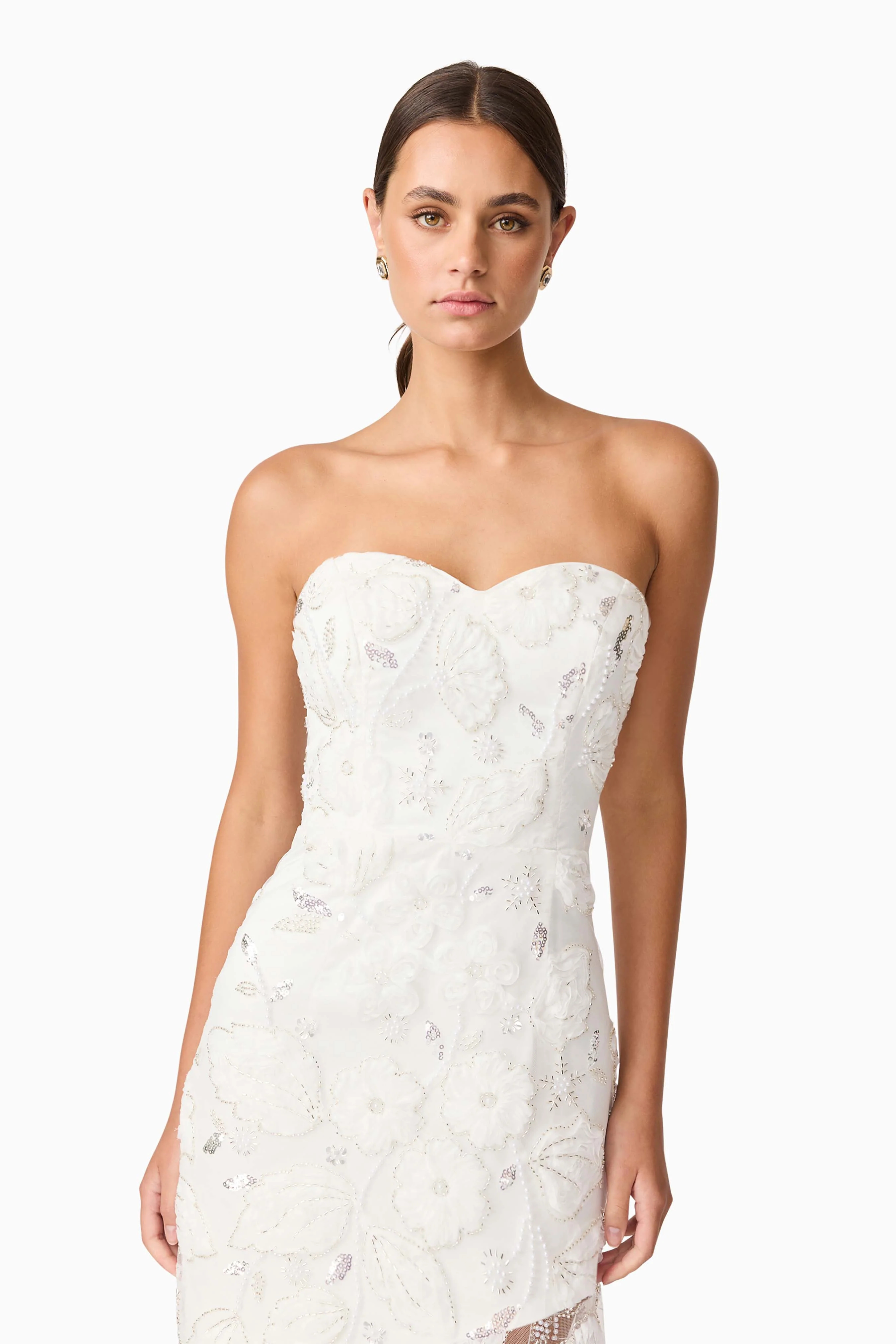 Carol Strapless Gown in White - Image 7