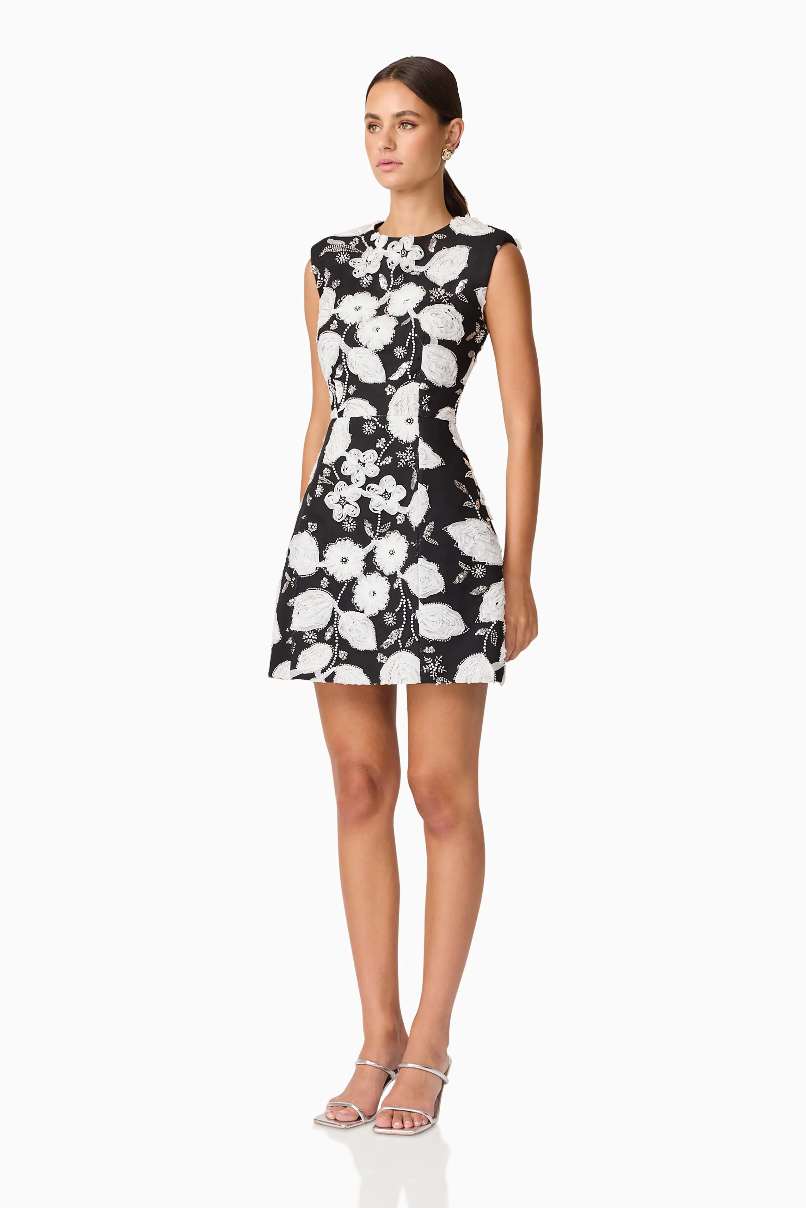 Carol Tulip Mini Dress in Black & White - Image 4