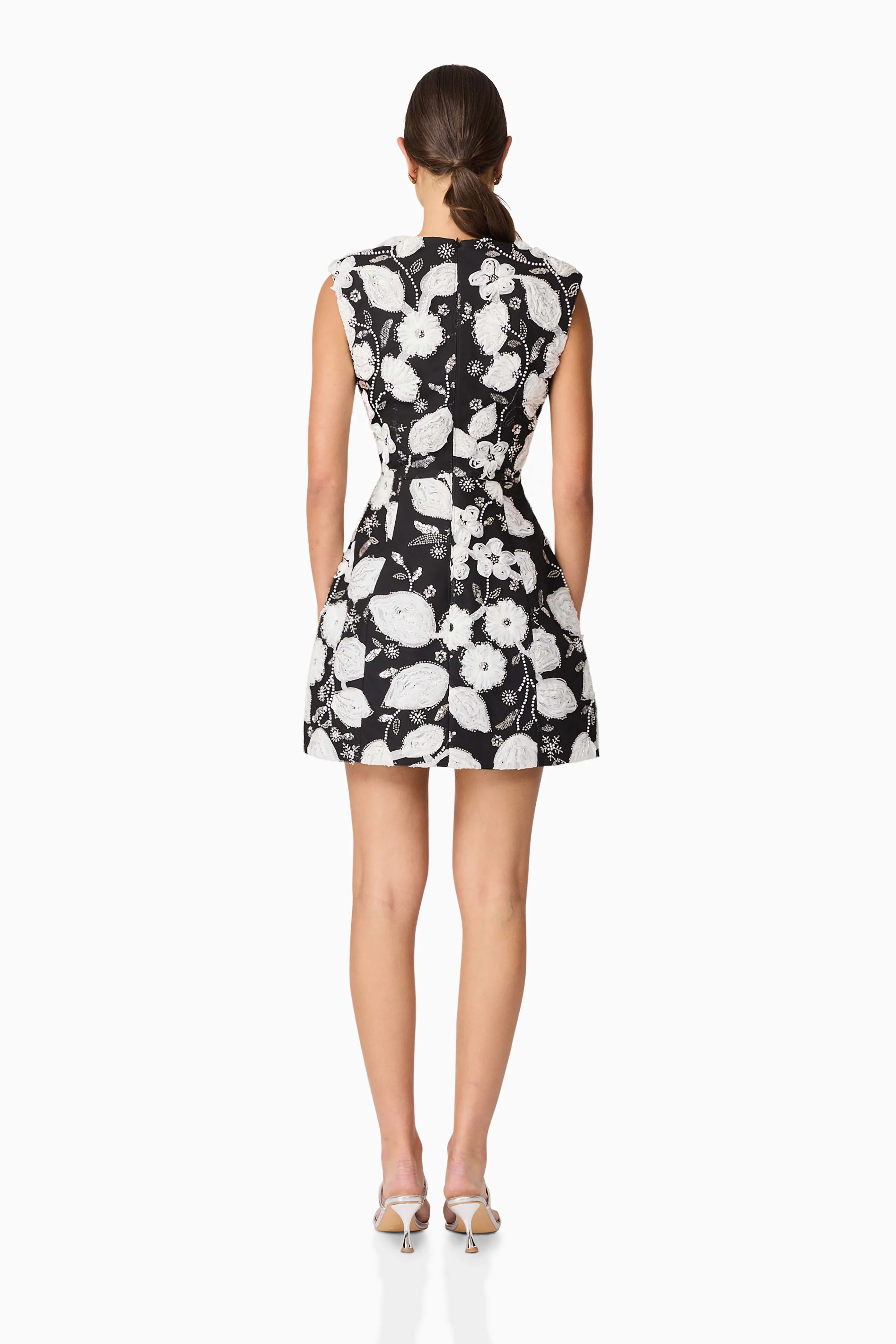 Carol Tulip Mini Dress in Black & White - Image 6