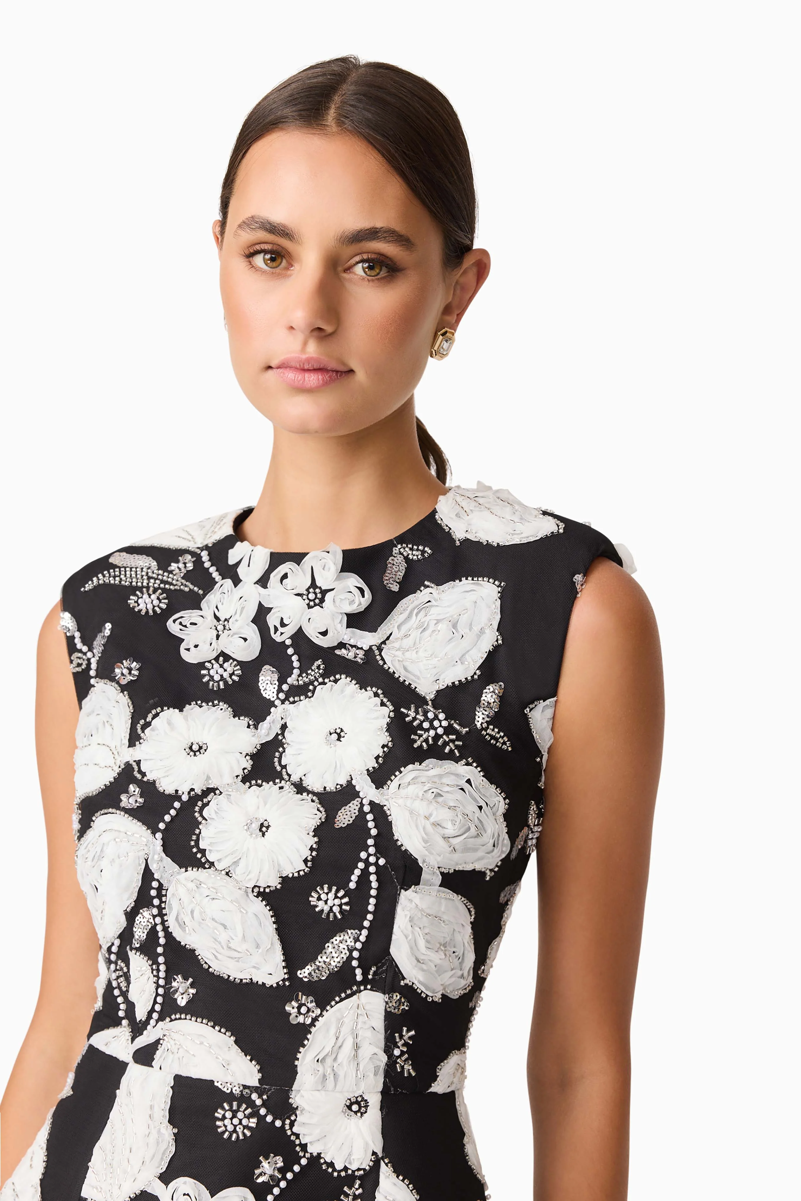 Carol Tulip Mini Dress in Black & White - Image 7