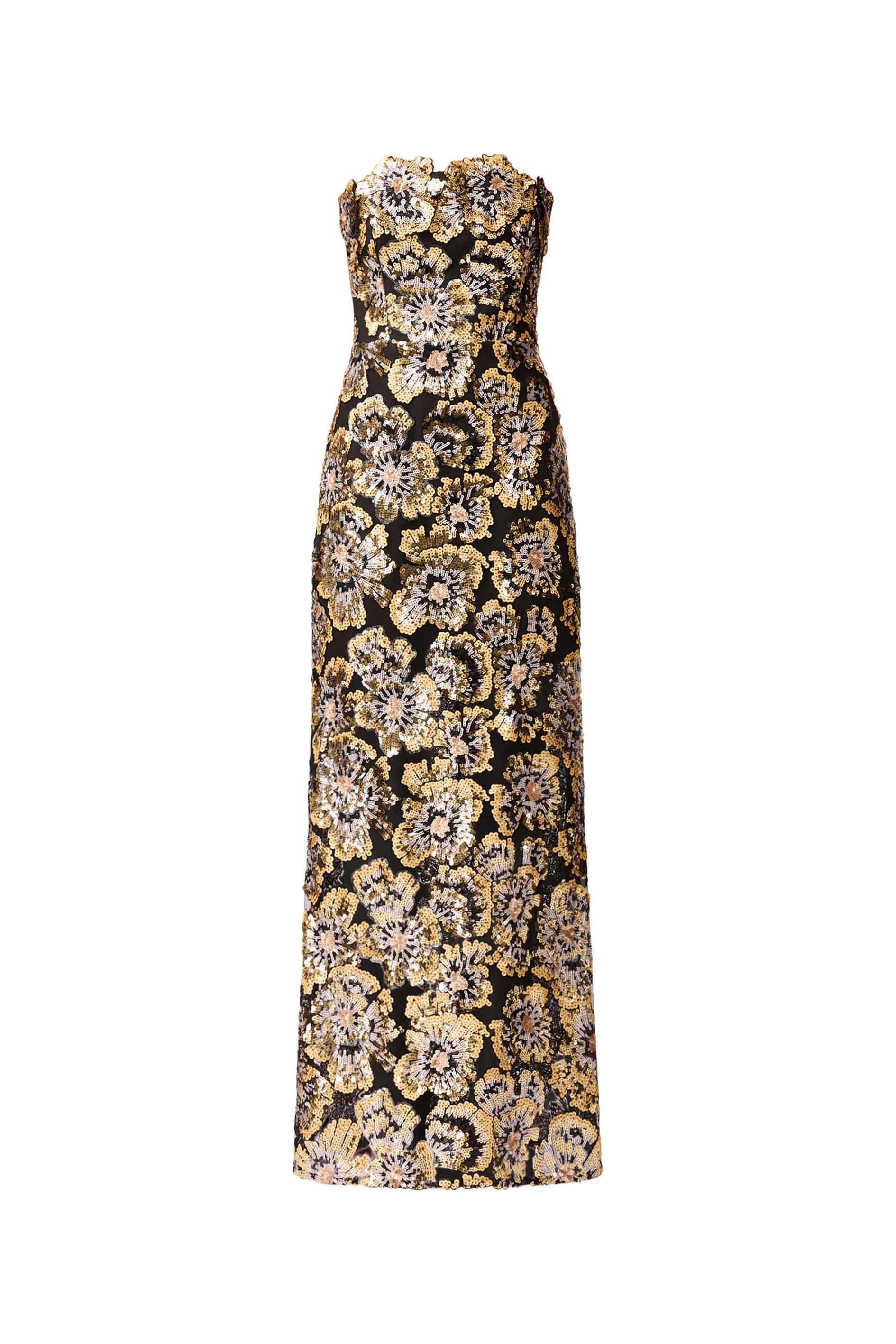 Celeste Strapless Gown in Black and Gold - Image 9