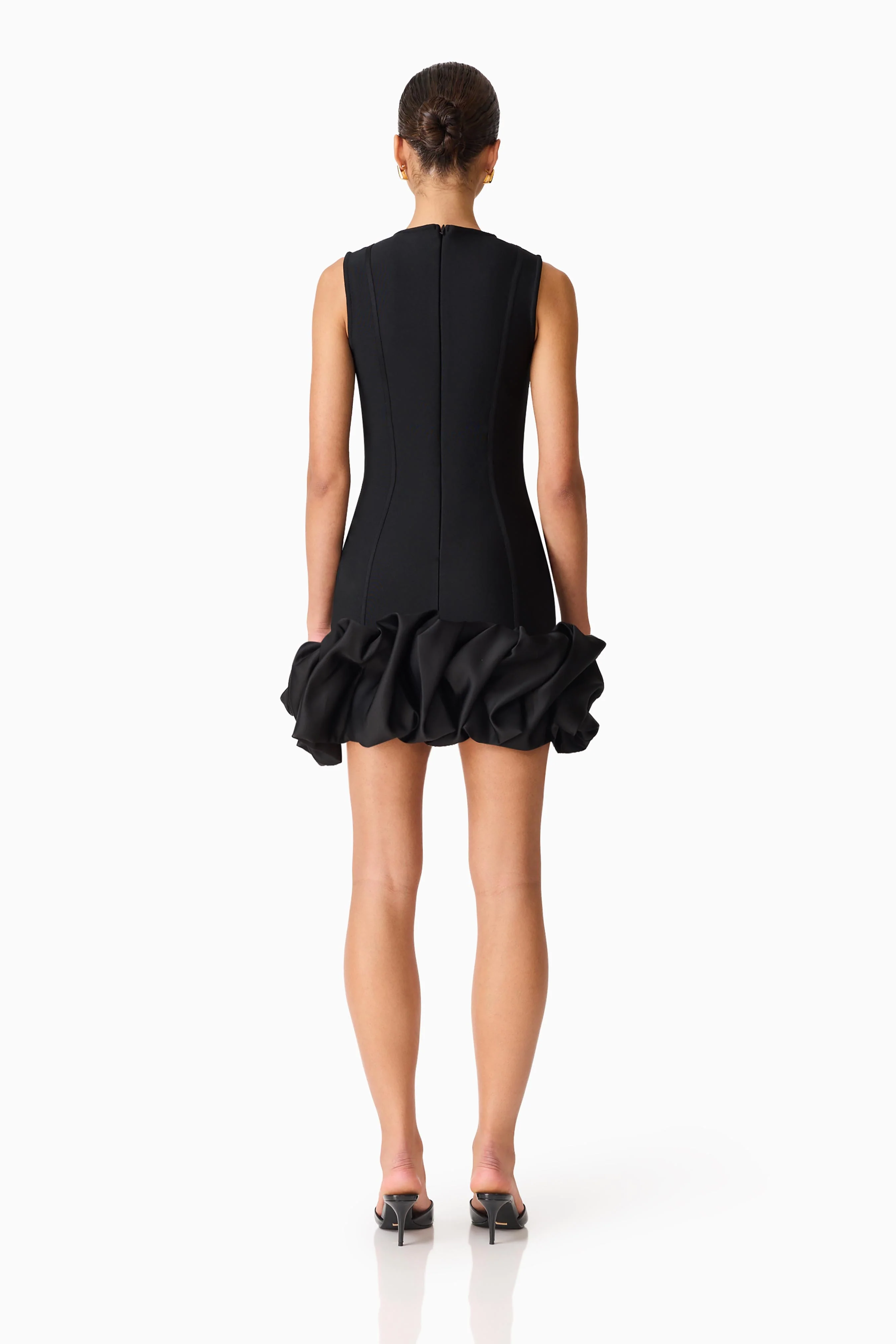 Celia Bubble Mini Dress in Black - Image 4