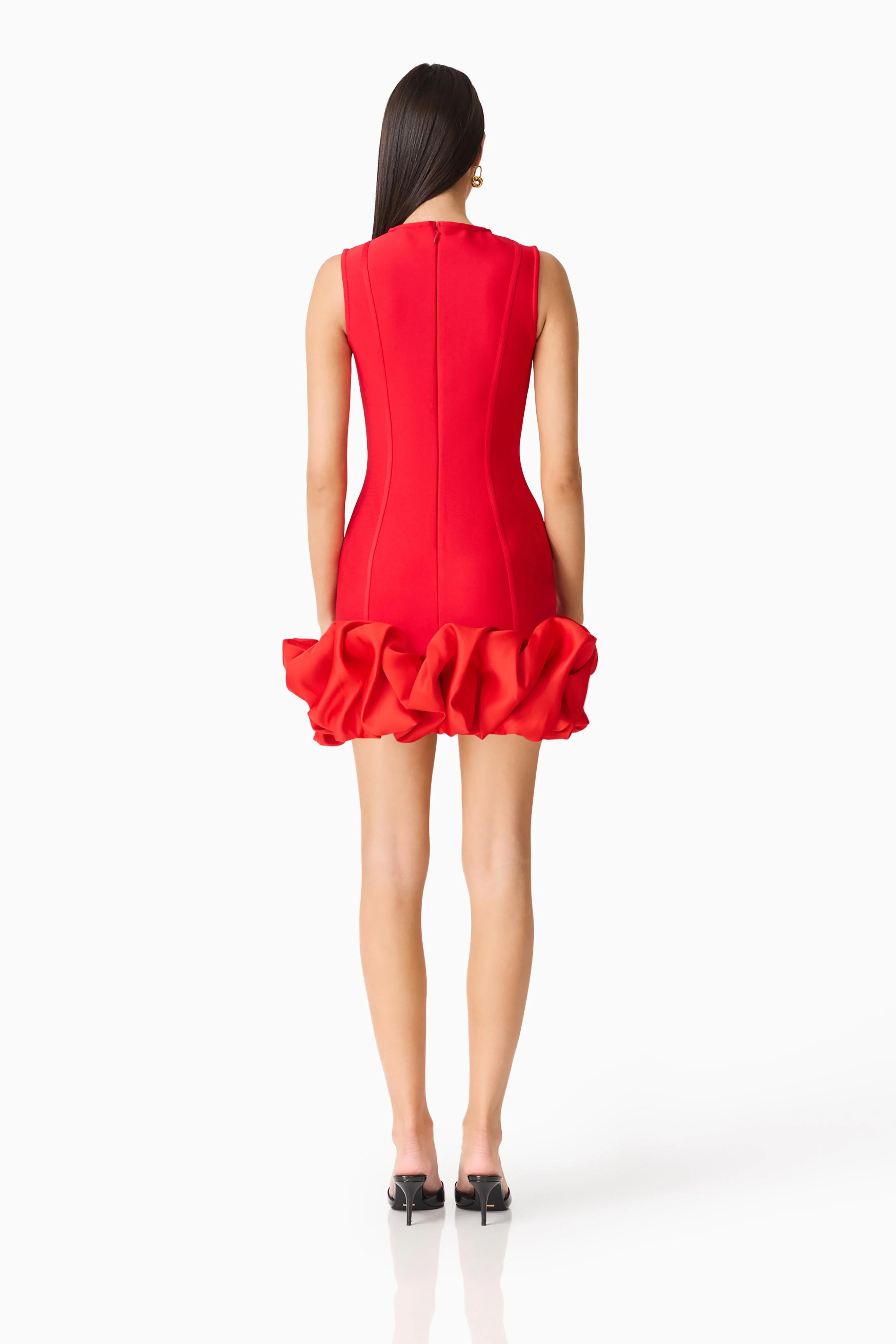 Celia Bubble Mini Dress in Red - Image 4