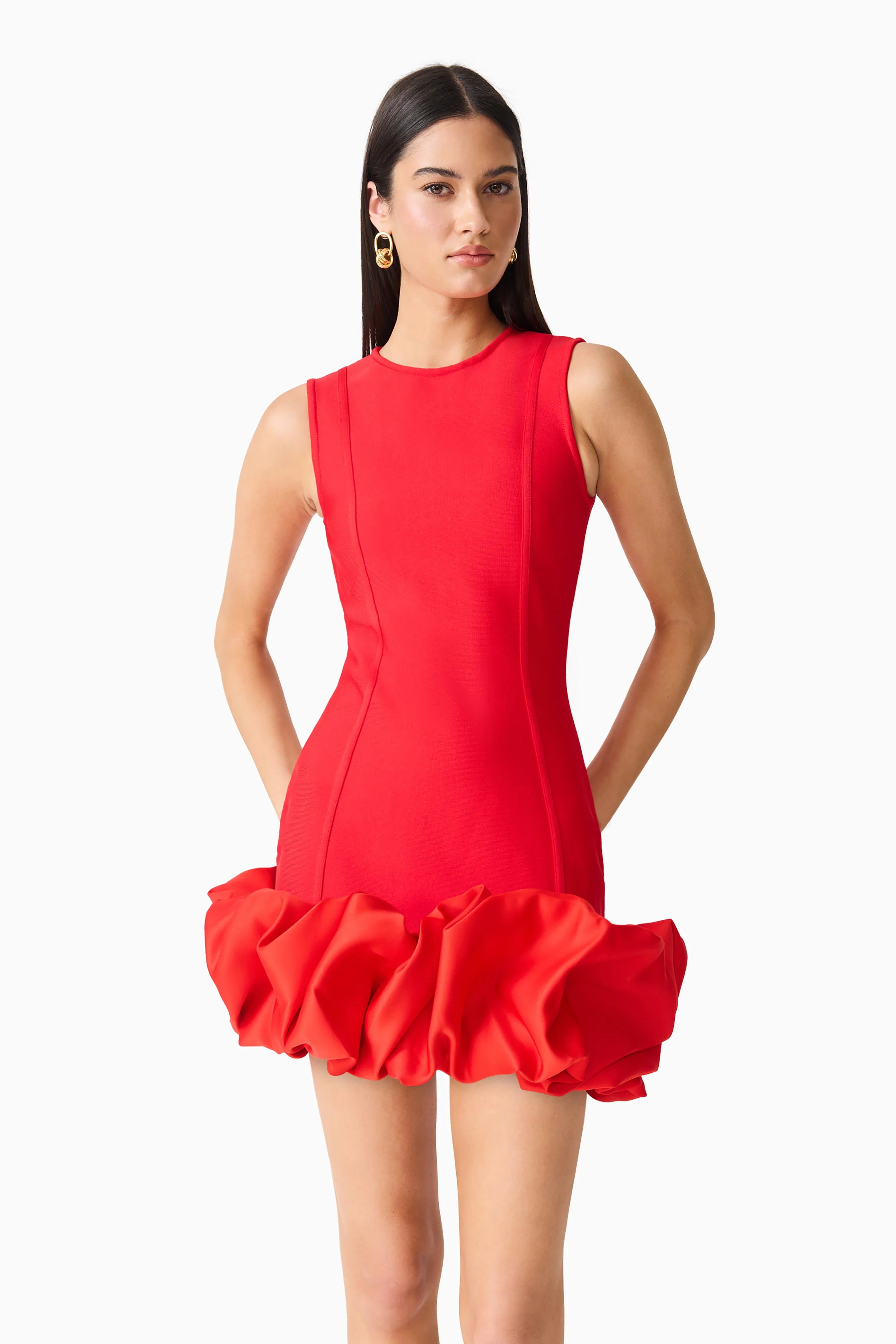 Celia Bubble Mini Dress in Red - Image 5