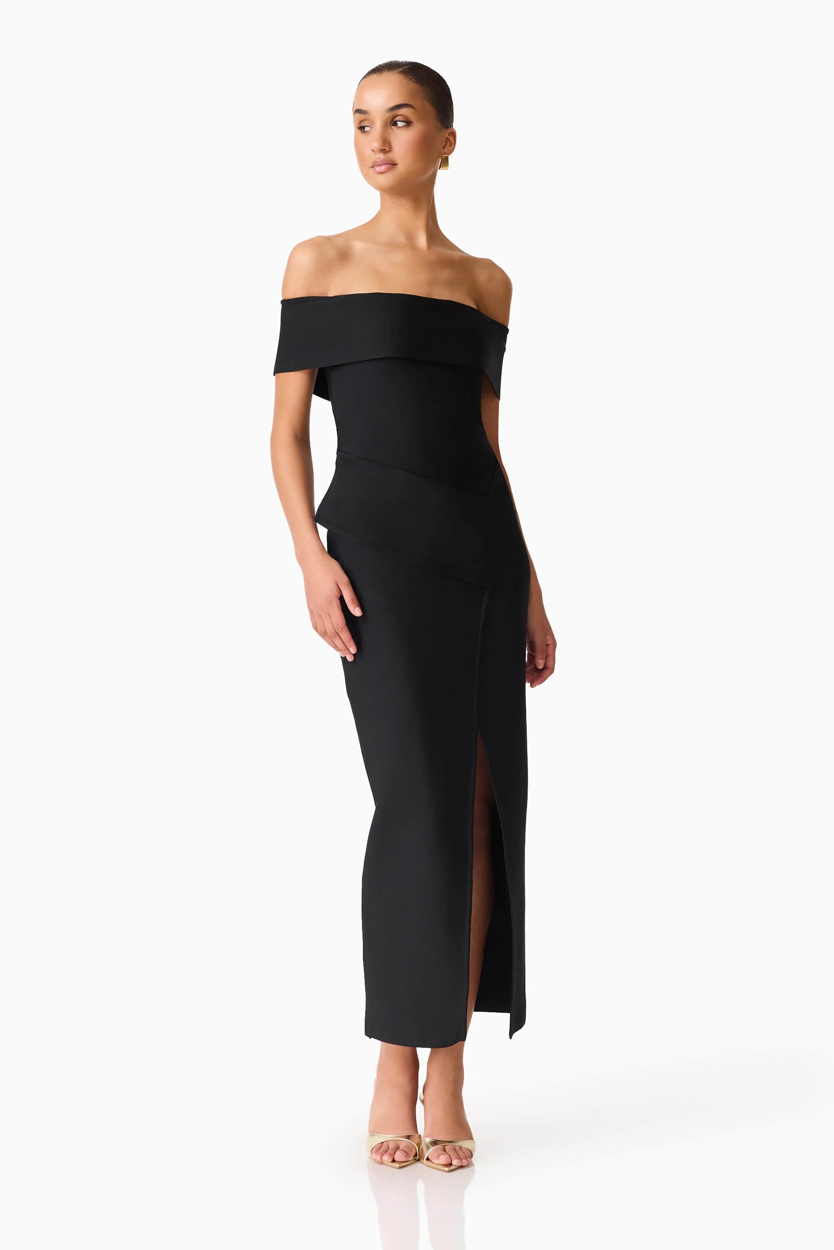 Celia Off The Shoulder Gown in Black - Image 3