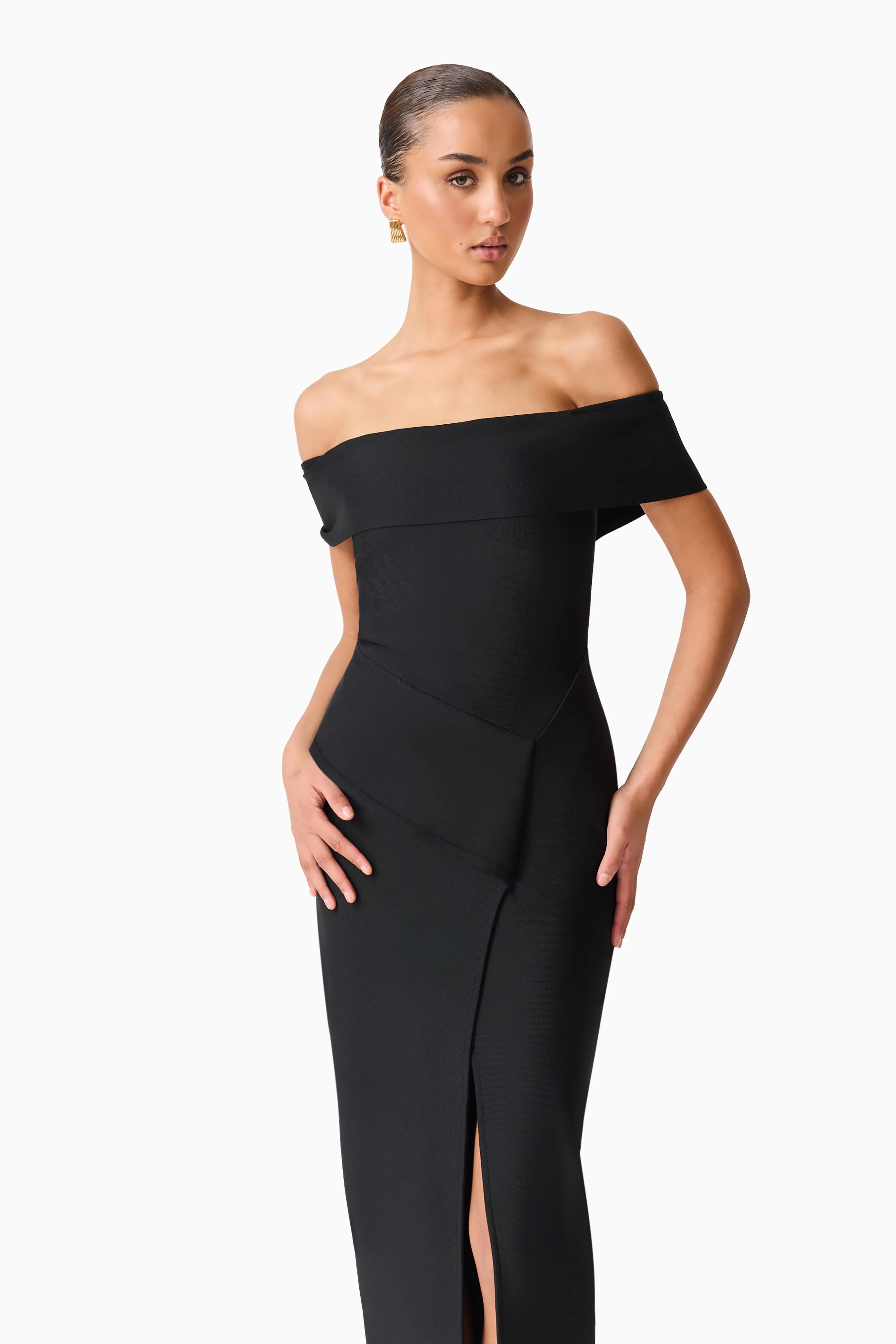 Celia Off The Shoulder Gown in Black - Image 5