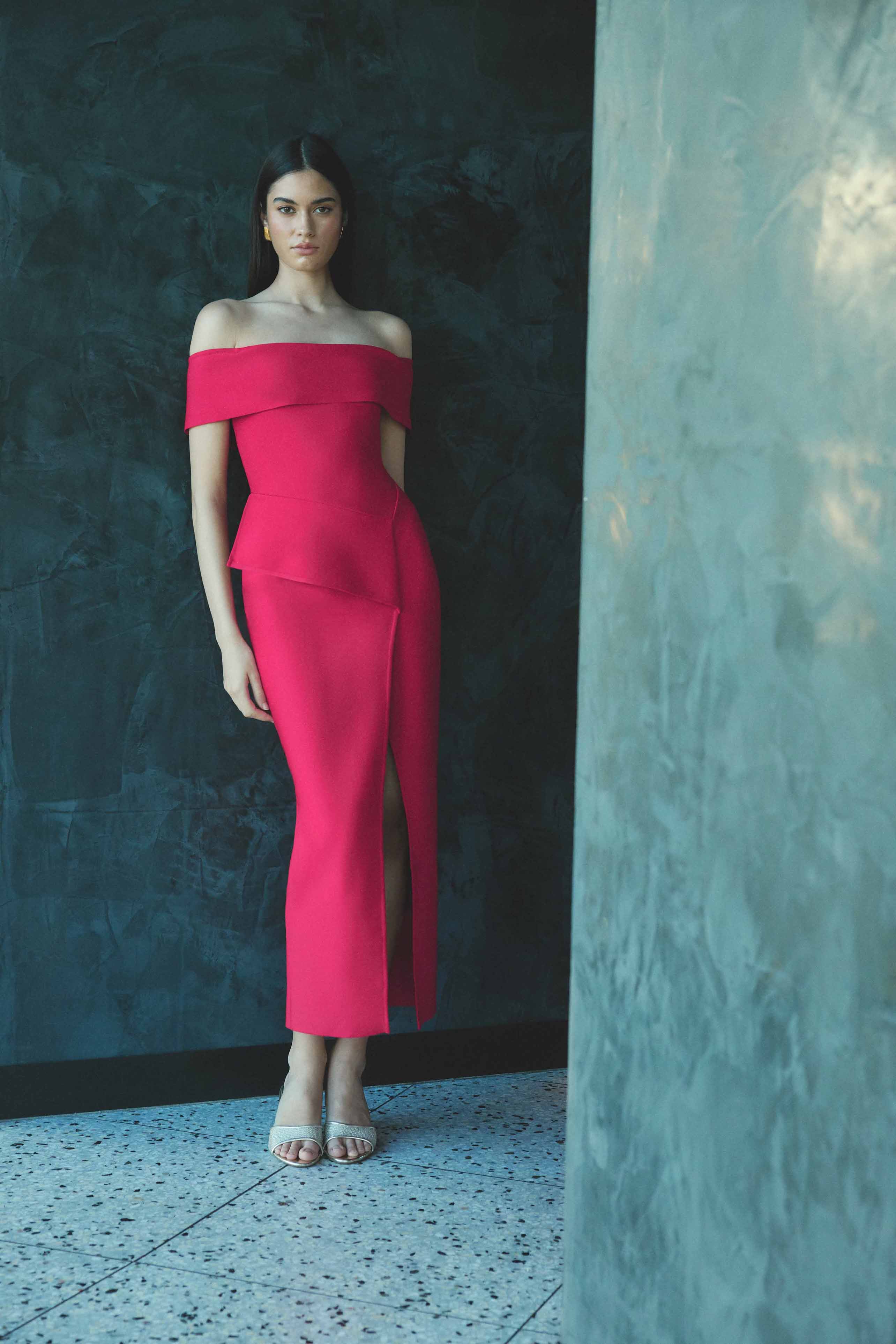 Celia Off Shoulder Gown in Red - Image 2