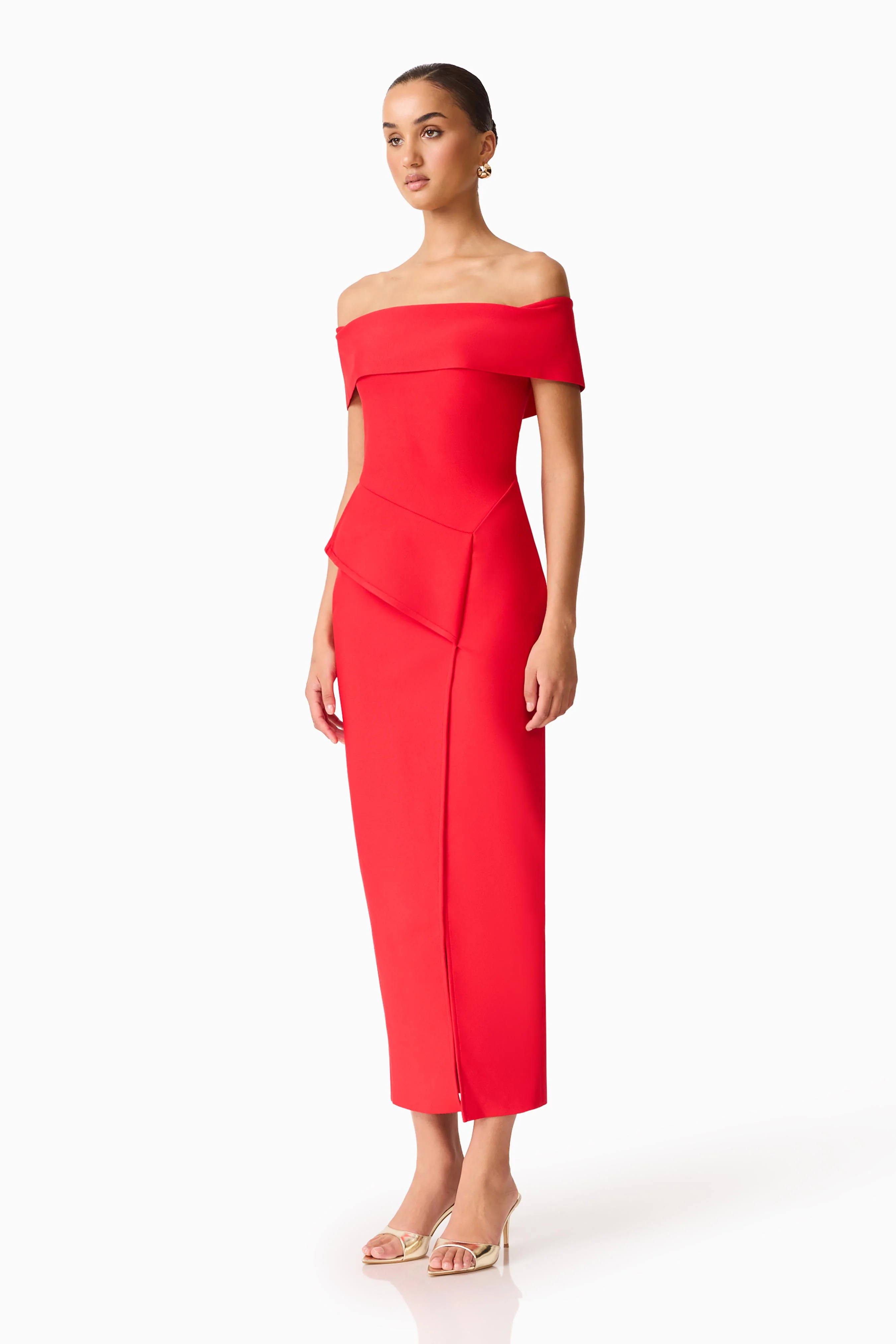 Celia Off Shoulder Gown in Red - Image 3