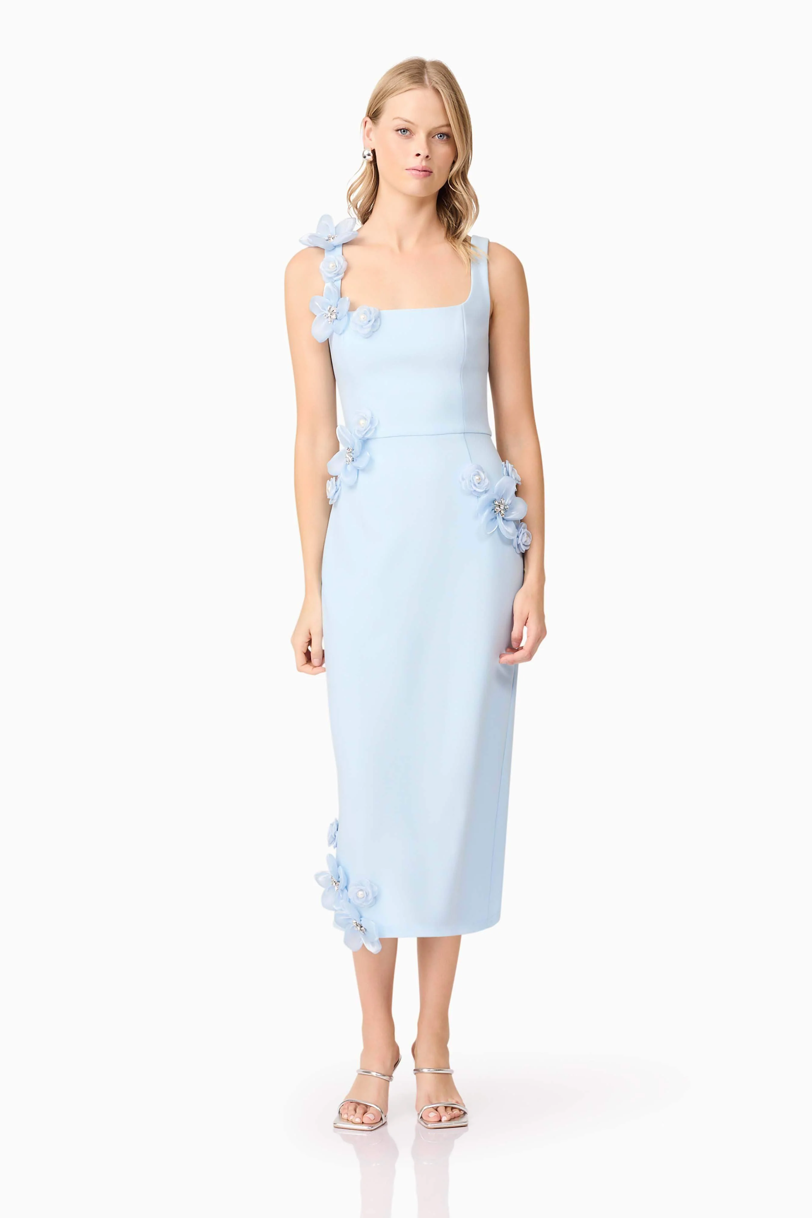 Chantelle 3D Midi Dress In Blue - Image 4