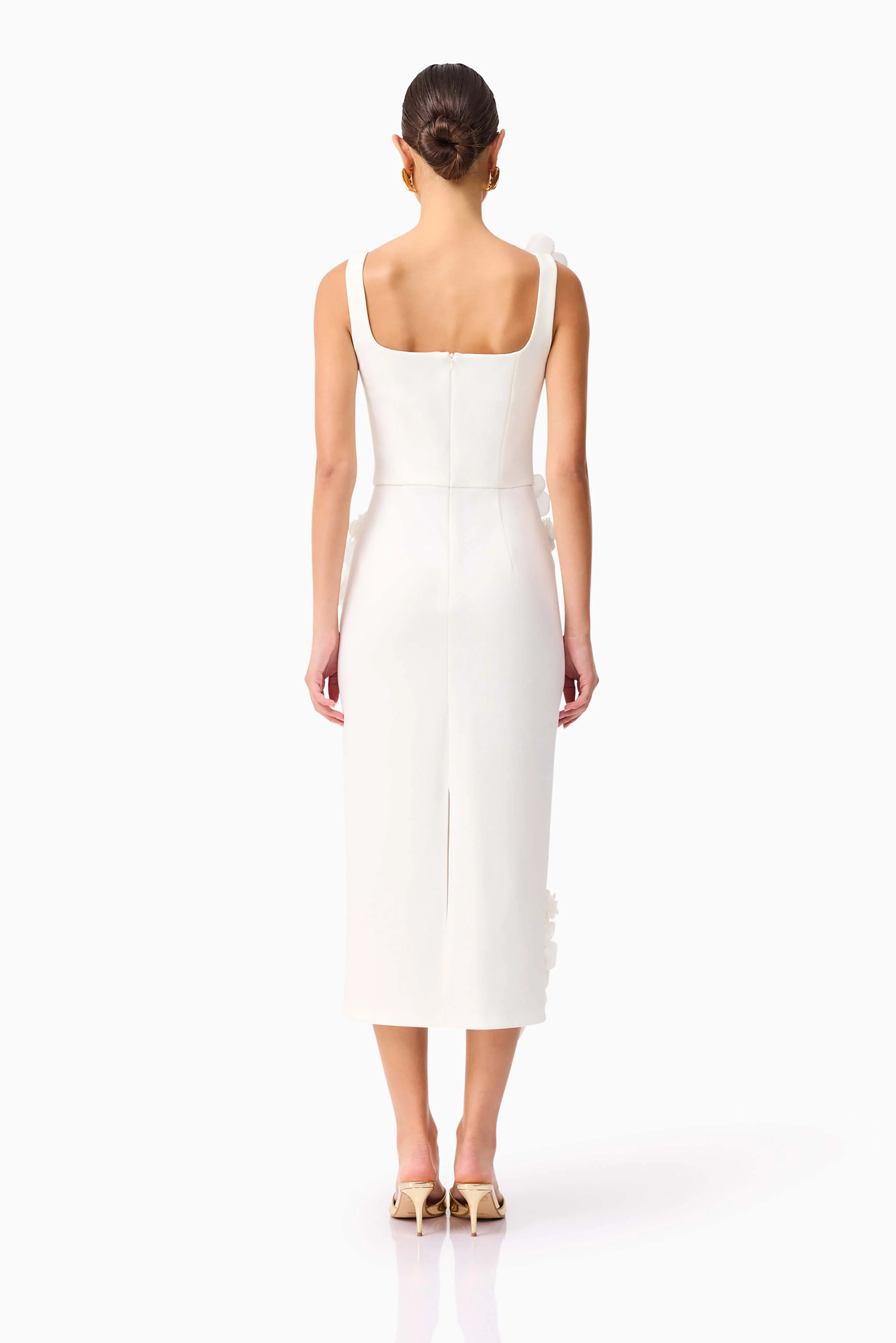 Chantelle 3D Midi Dress in White - Image 5