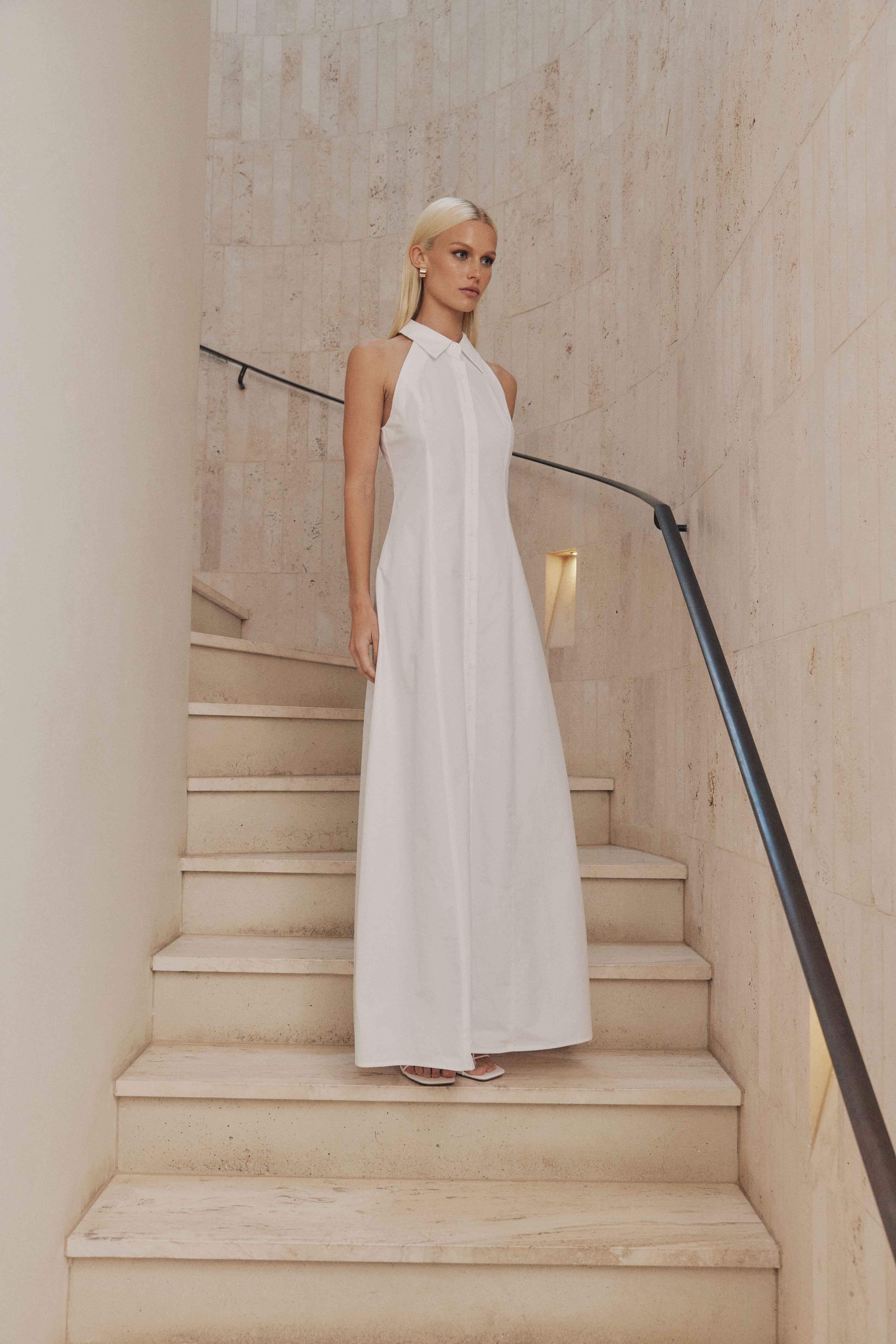 CURAAE Chelsea Sleeveless Maxi Dress in White - Image 3