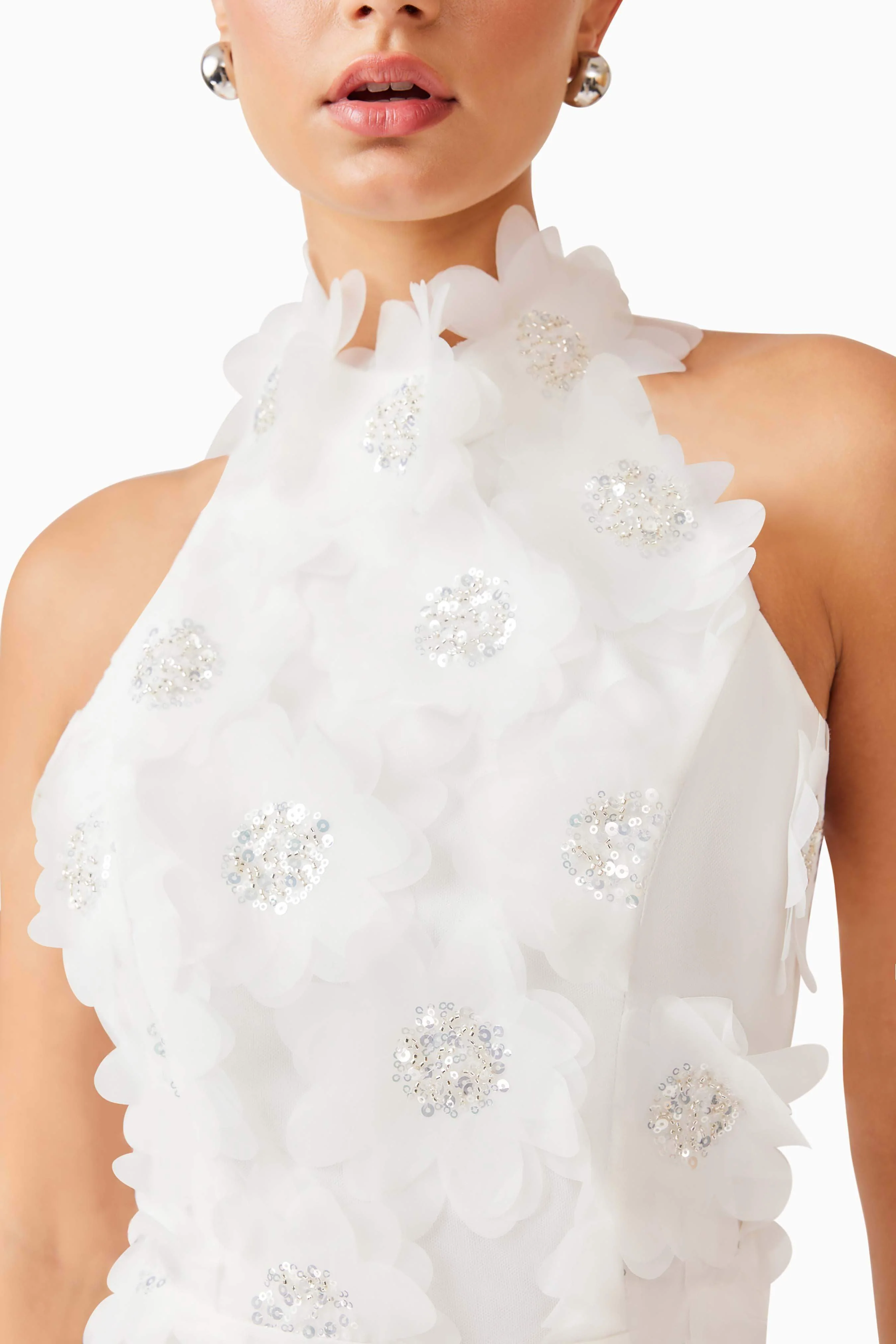 Cherry Blossom Mini Dress in White - Image 6