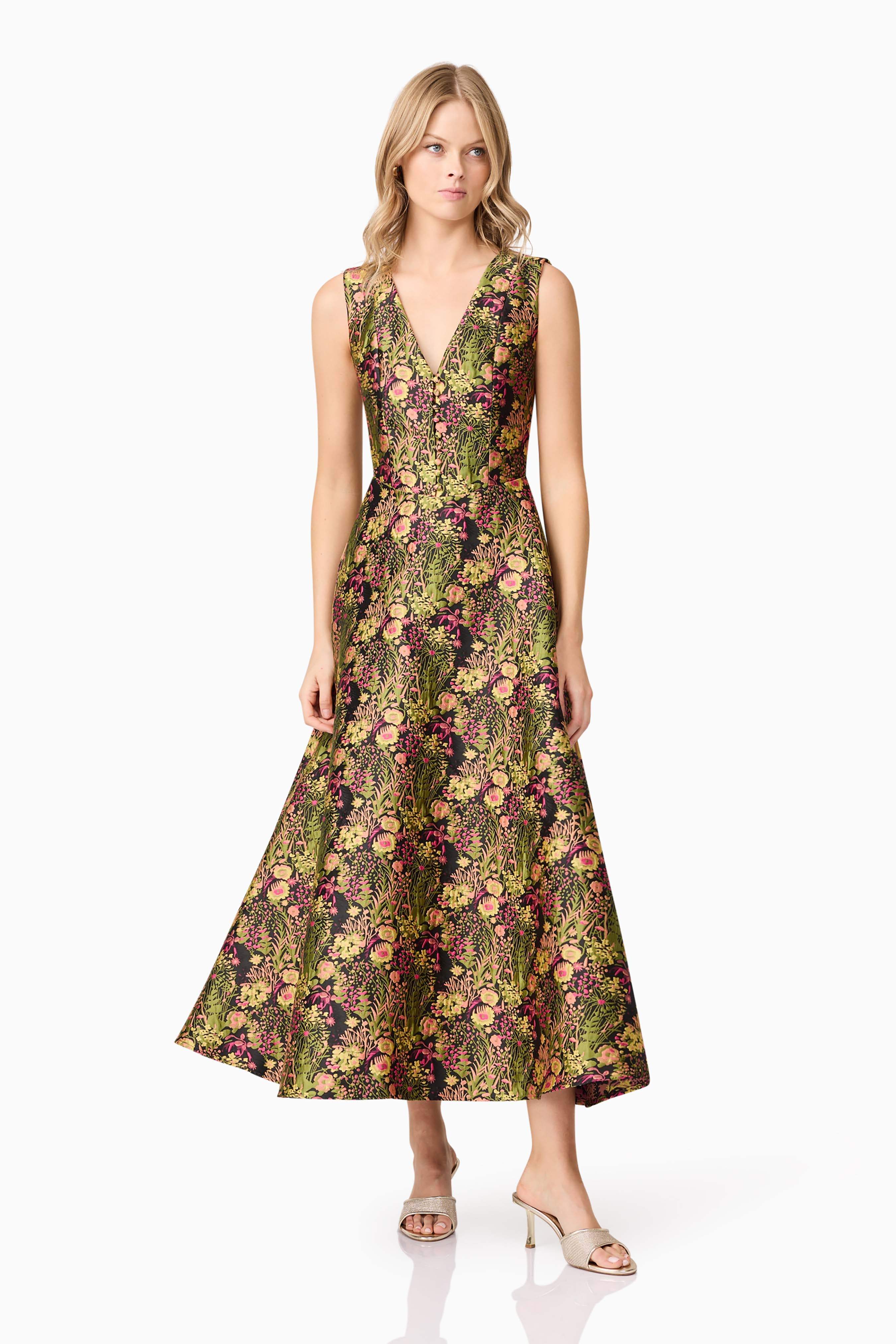 Cindy V Neck Gown in Floral - Image 5