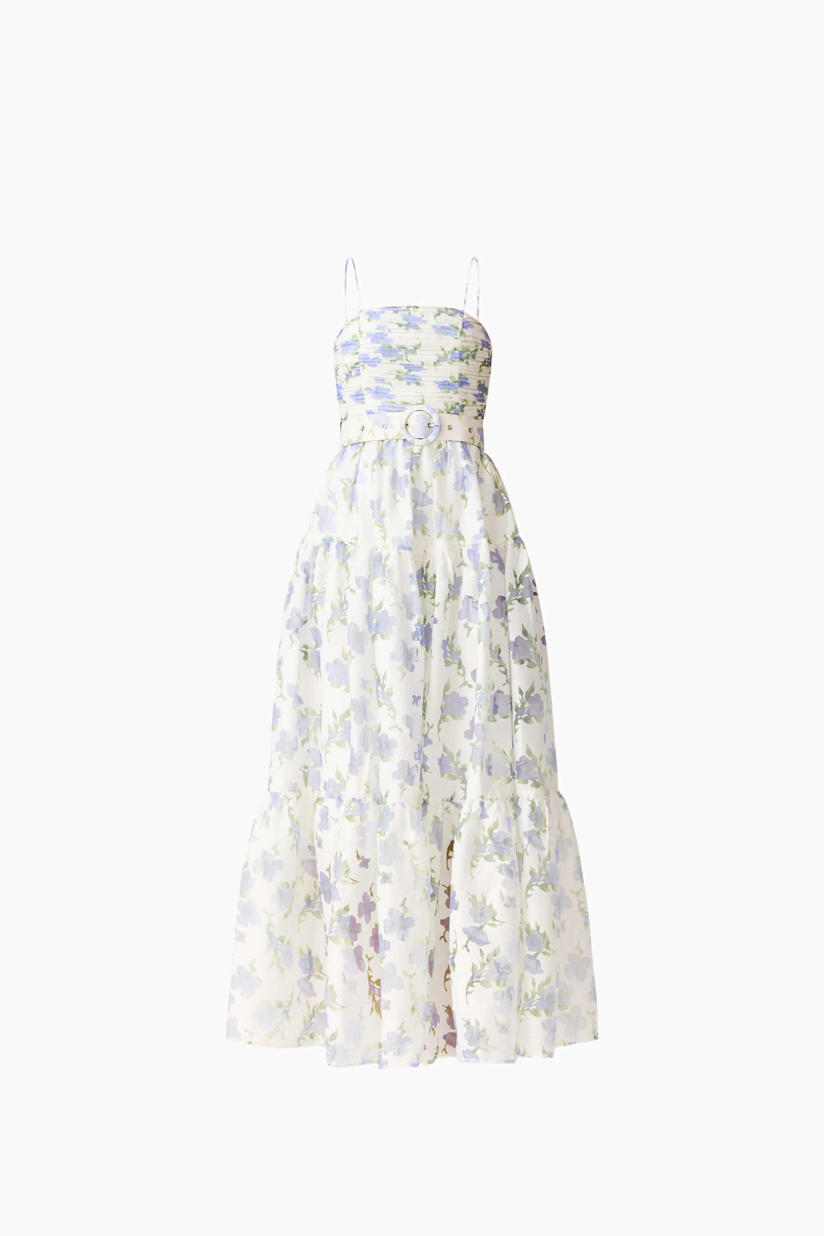 Cleo A-line Gown in White & Blue Floral - Image 7