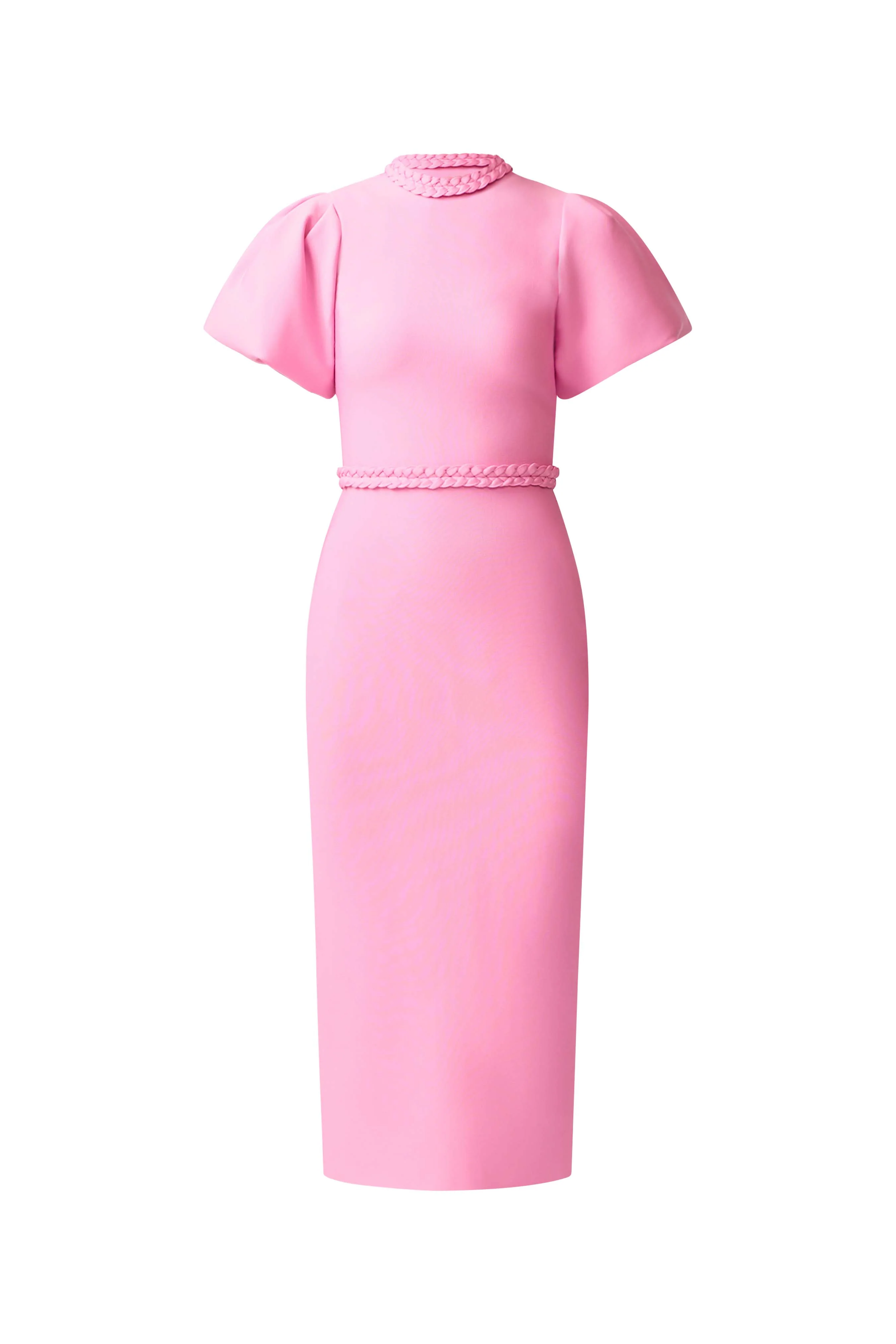 Coralene Puff Sleeve Midi Dress in Pink - Image 8