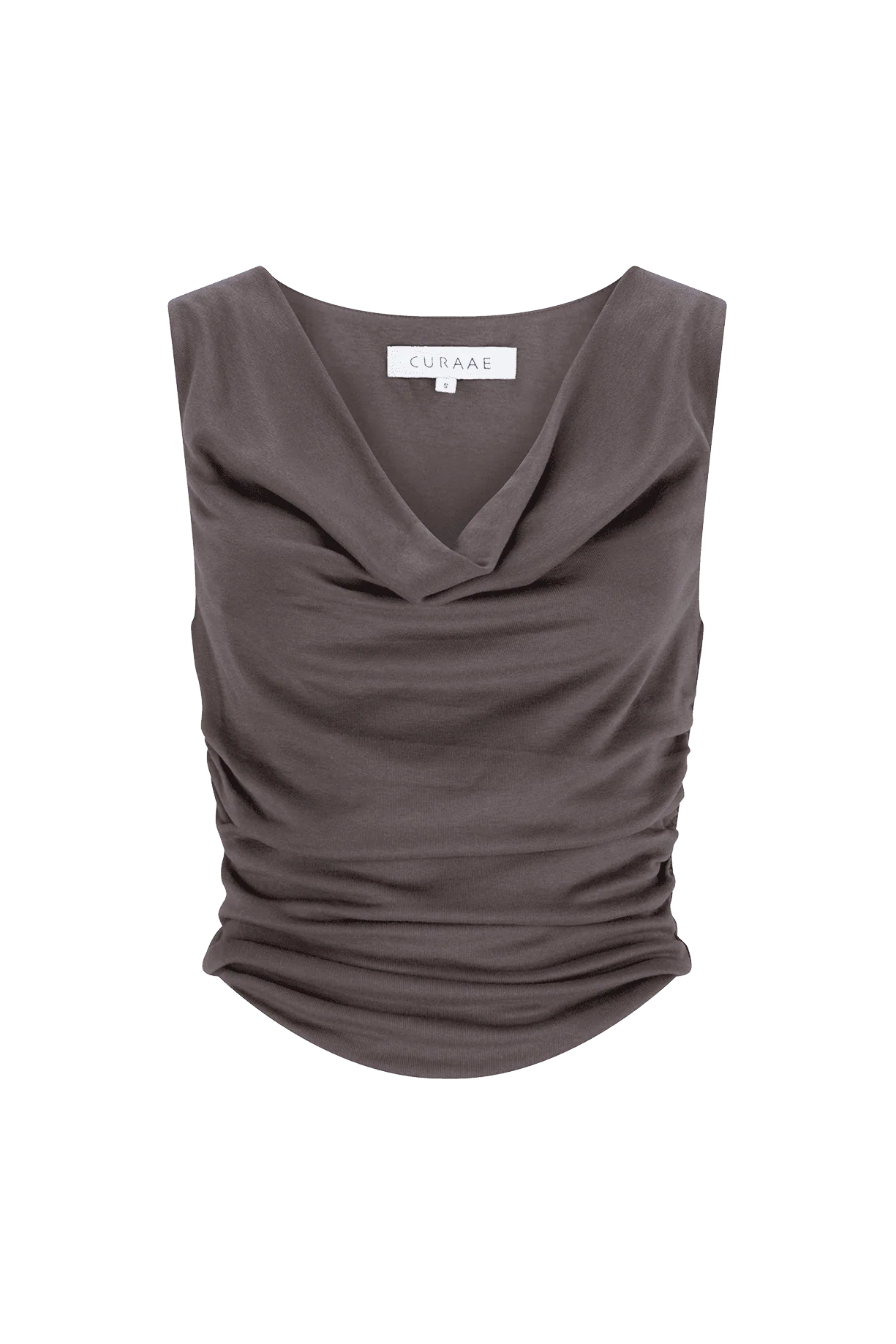 CURAAE Daphne Cowl Neckline Crop Top In Grey - Image 10