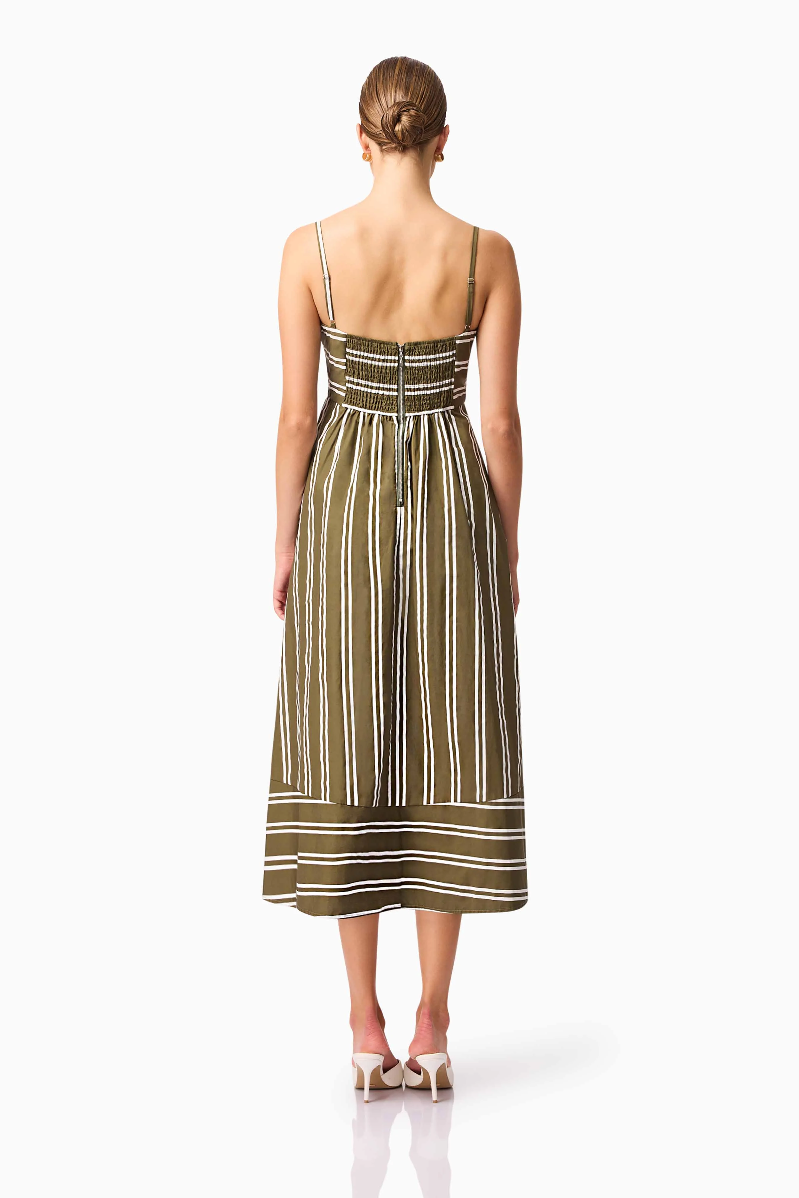 CURAAE Giverny Stripped Midi Dress in Green - Image 5