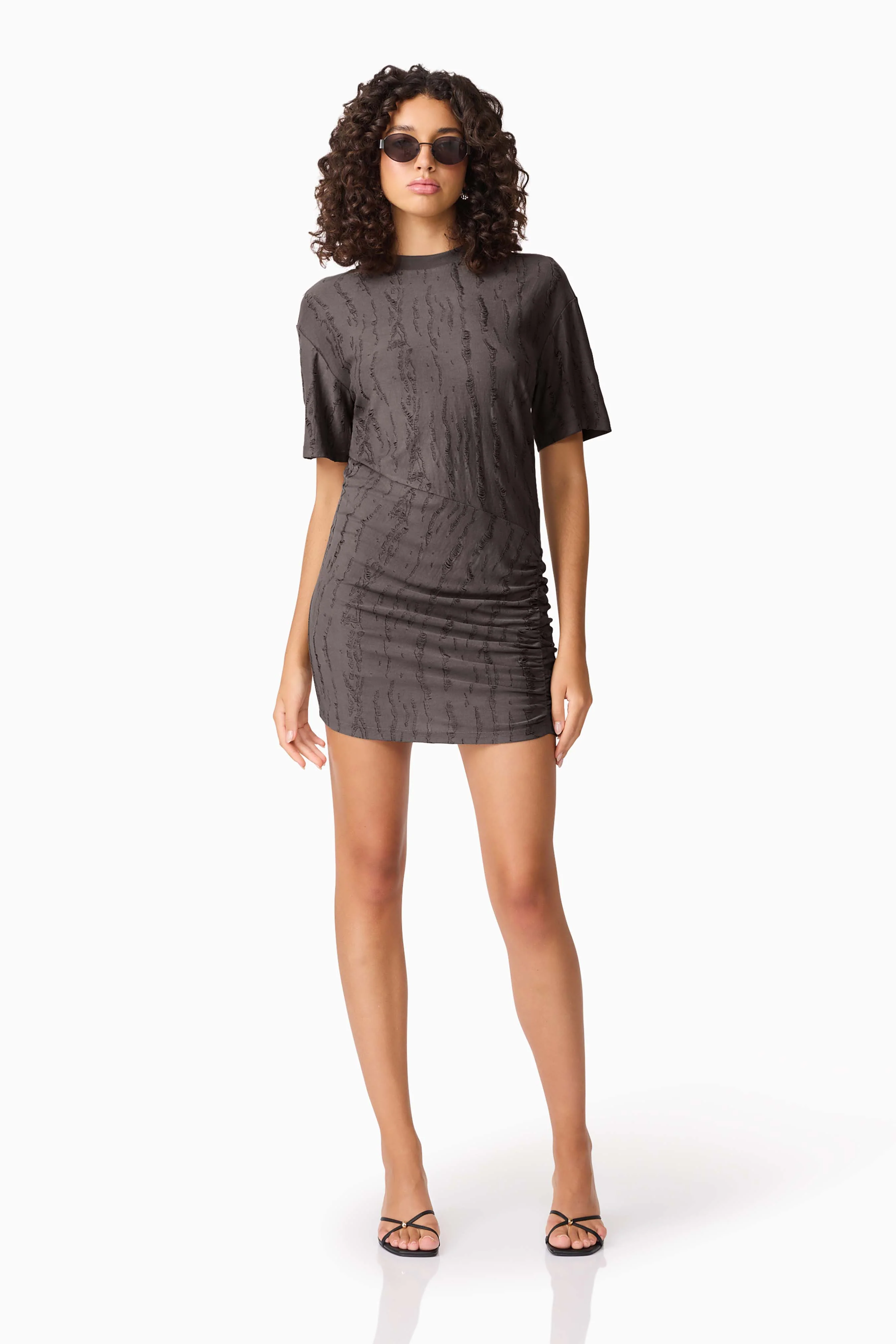 CURAAE Lavania Short Sleeve Mini Dress in Grey - Image 2