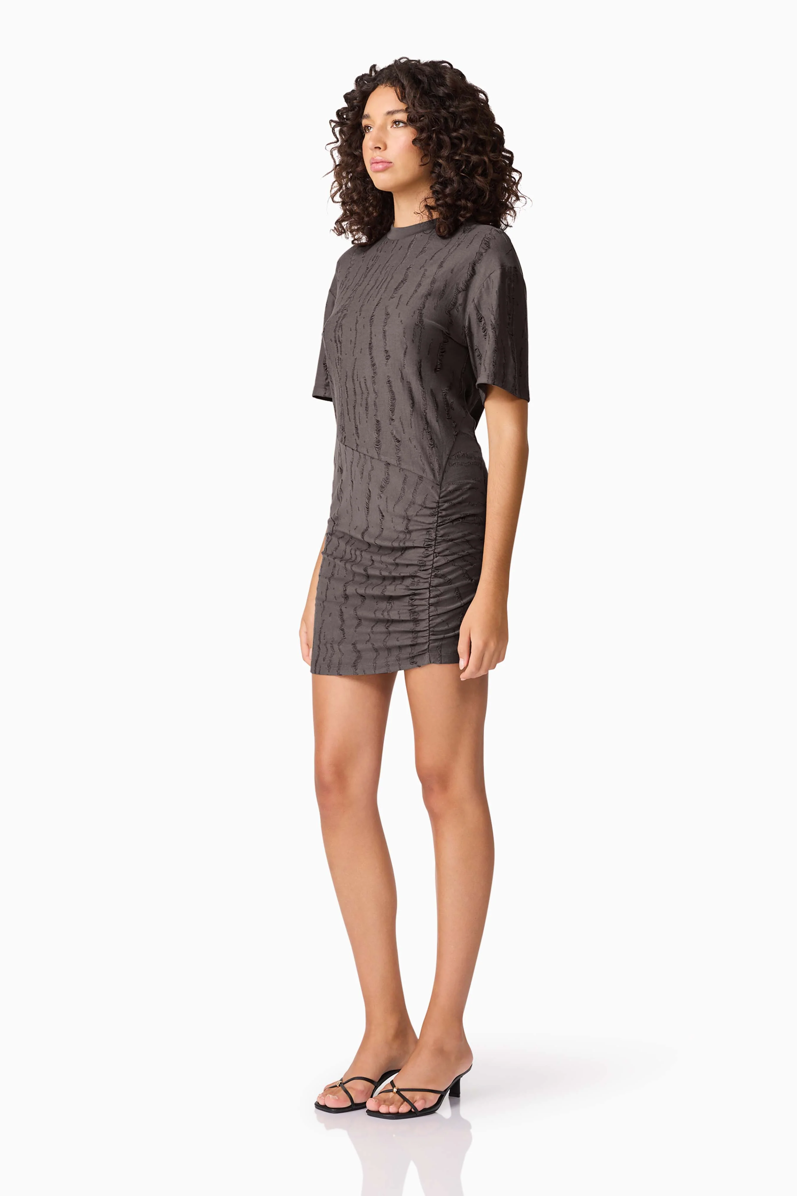 CURAAE Lavania Short Sleeve Mini Dress in Grey - Image 3