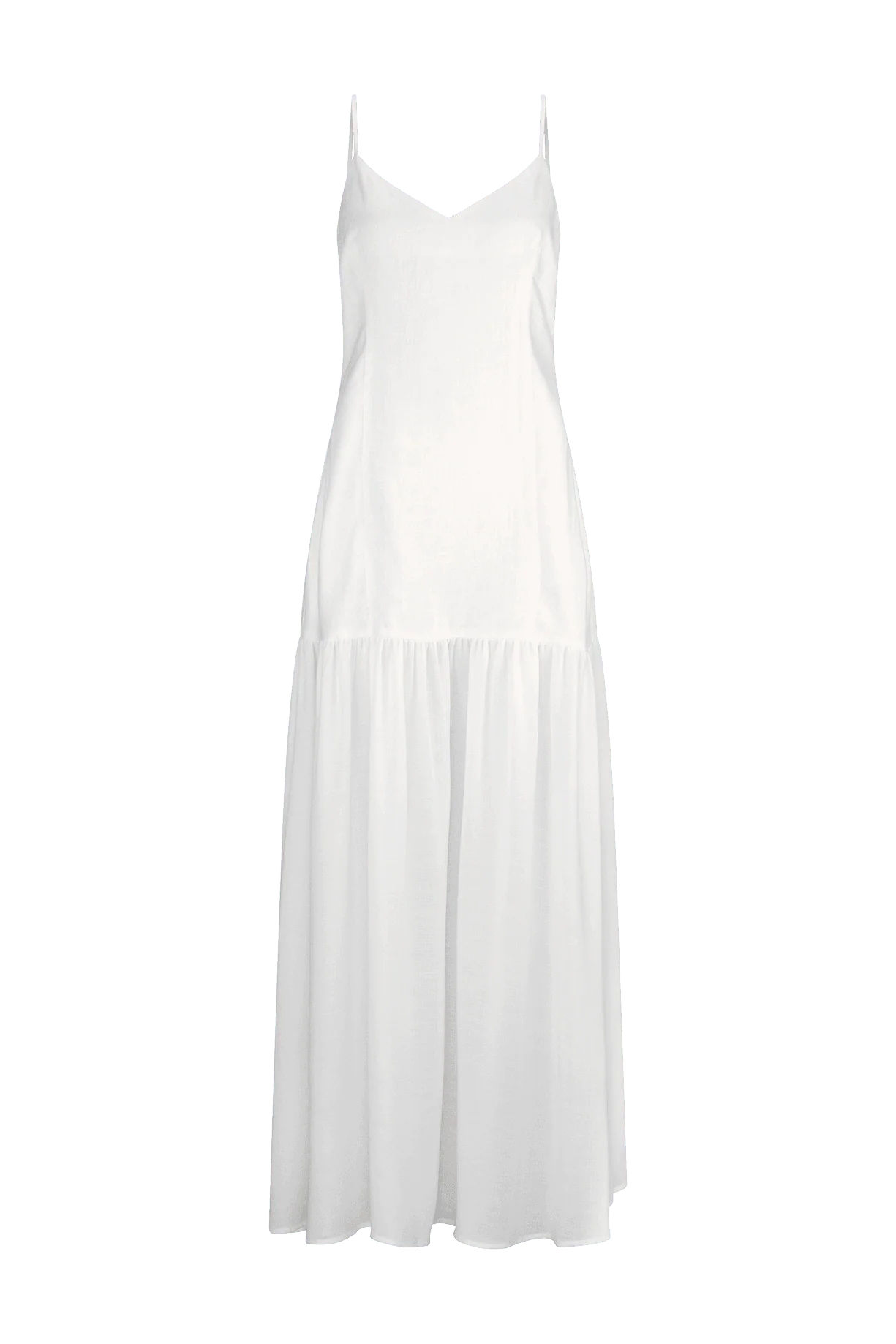 CURAAE Palm Drop Waist Frill Summer Maxi Dress In White - Image 4