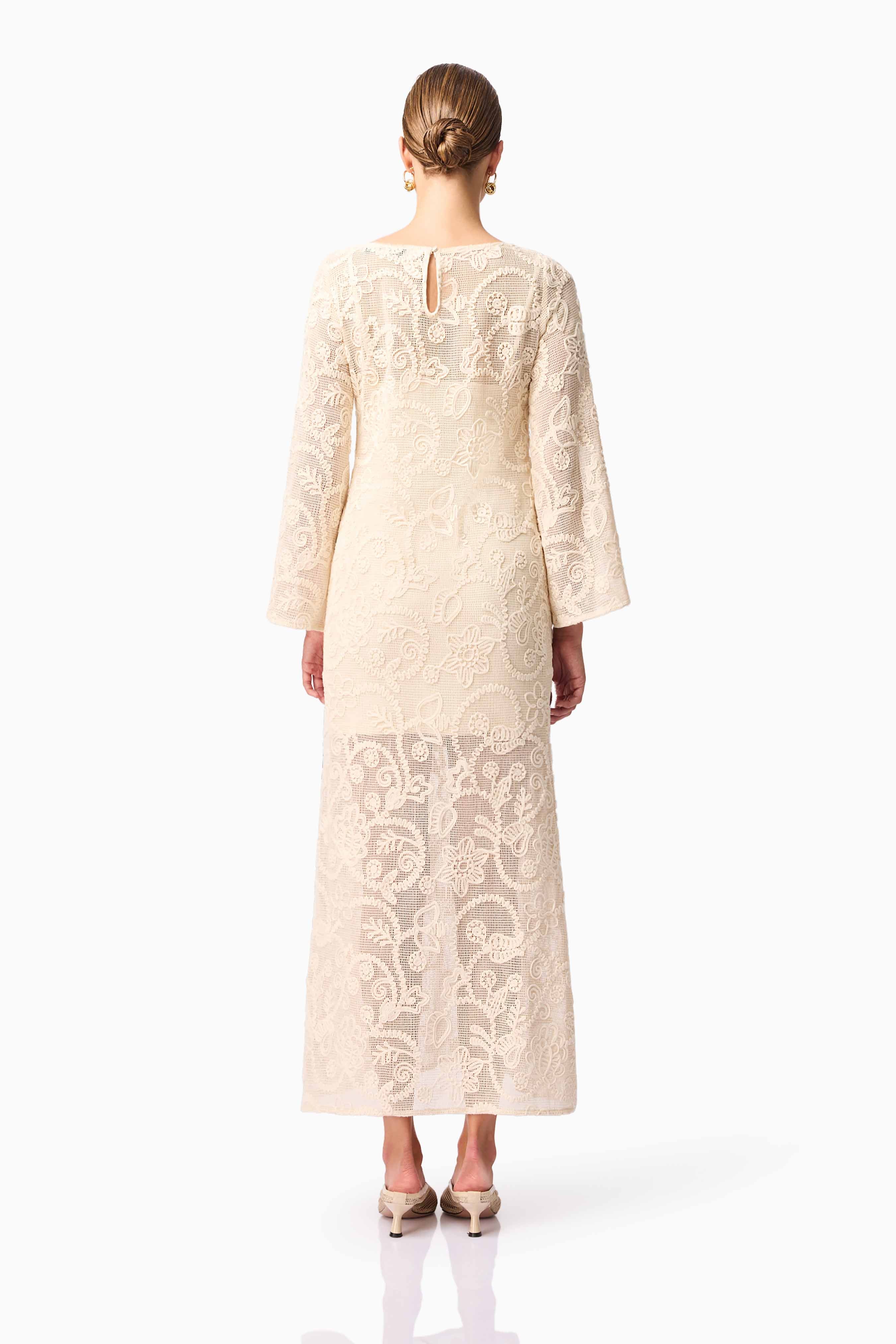 CURAAE Valentine Long Sleeve Maxi Dress in Beige - Image 5