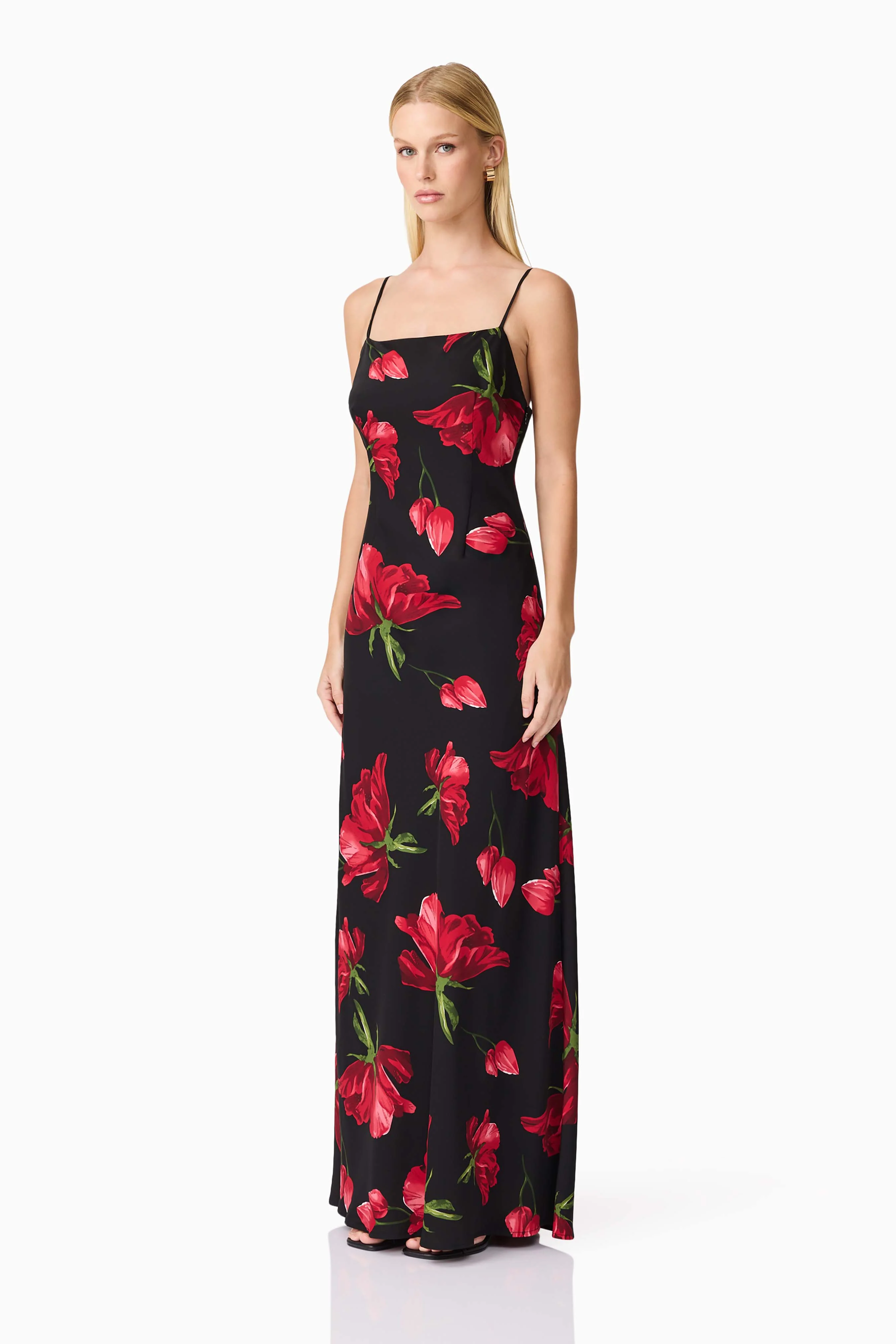 CURAAE Valetta Floral Maxi Dress in Black & Red - Image 2