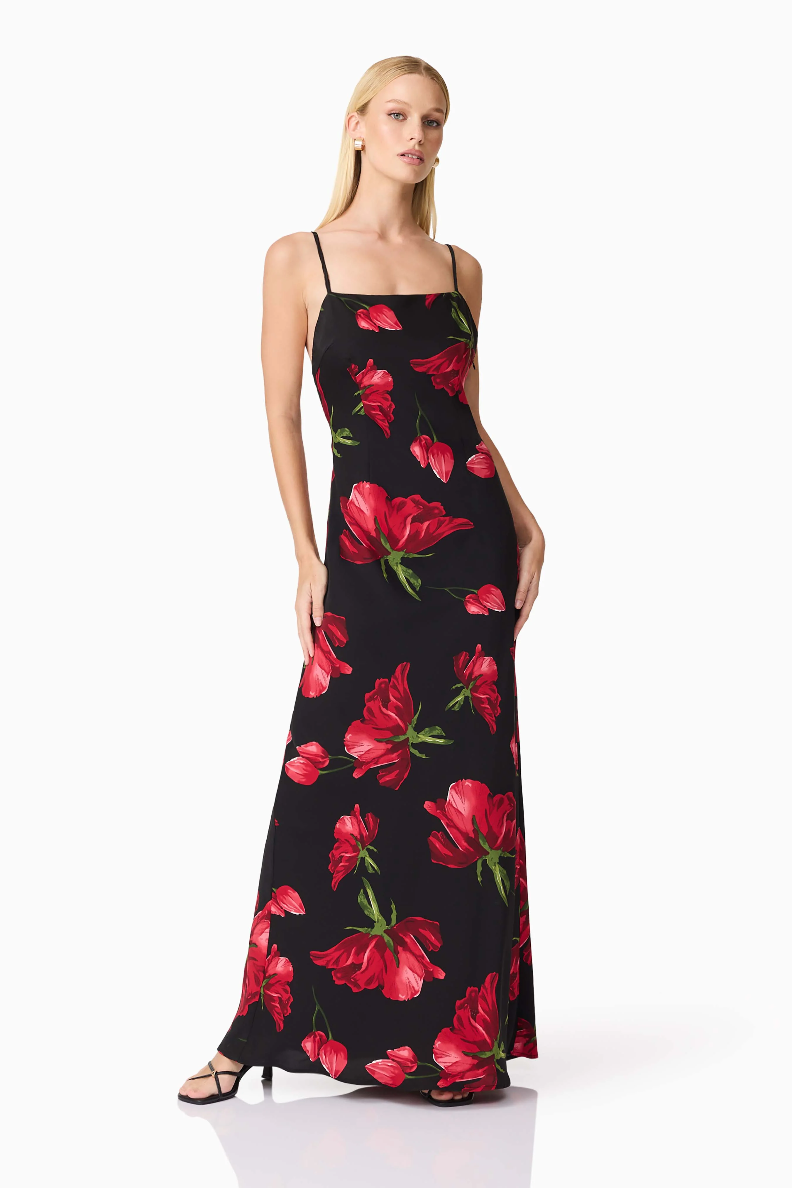 CURAAE Valetta Floral Maxi Dress in Black & Red - Image 3