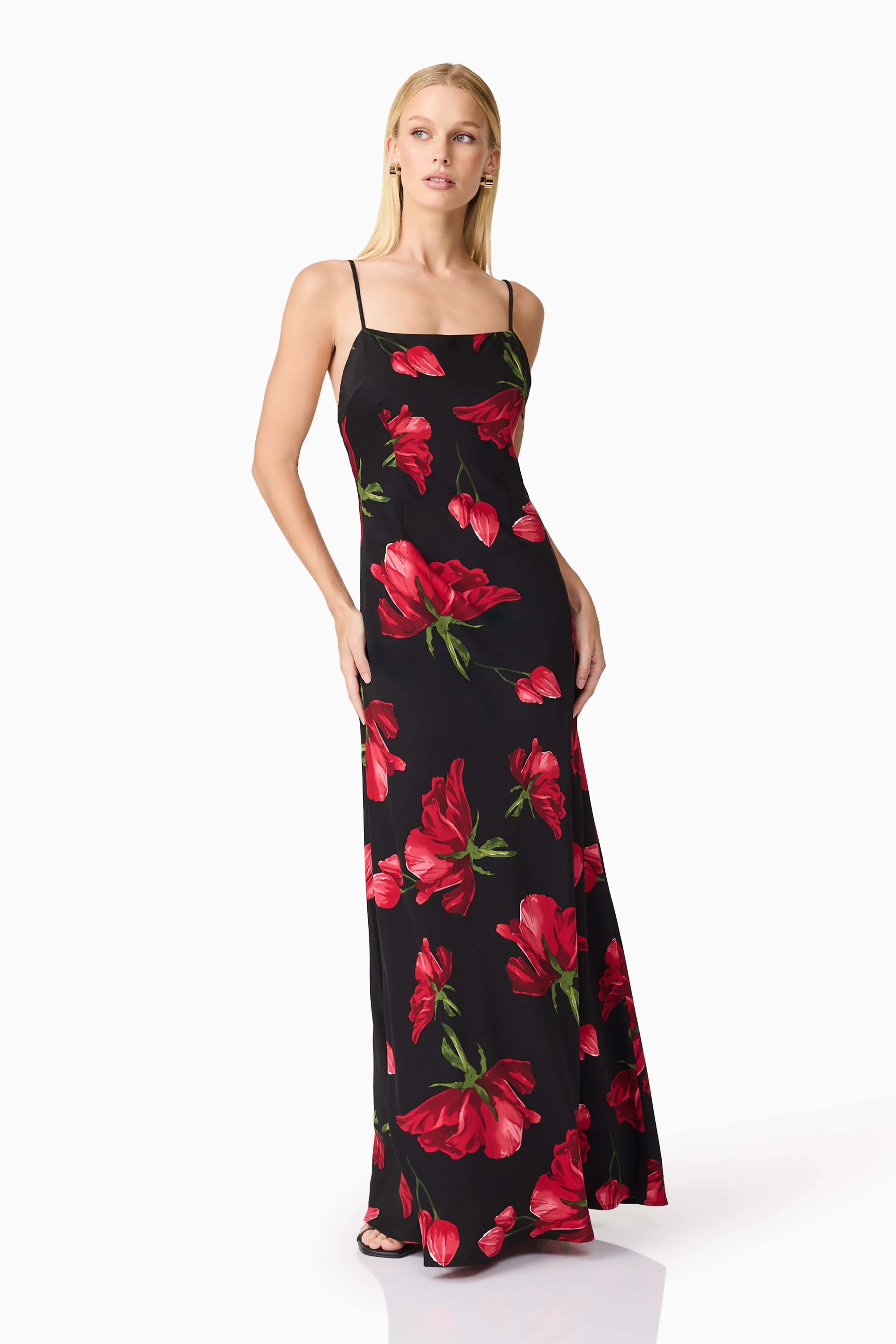 CURAAE Valetta Floral Maxi Dress in Black & Red - Image 5