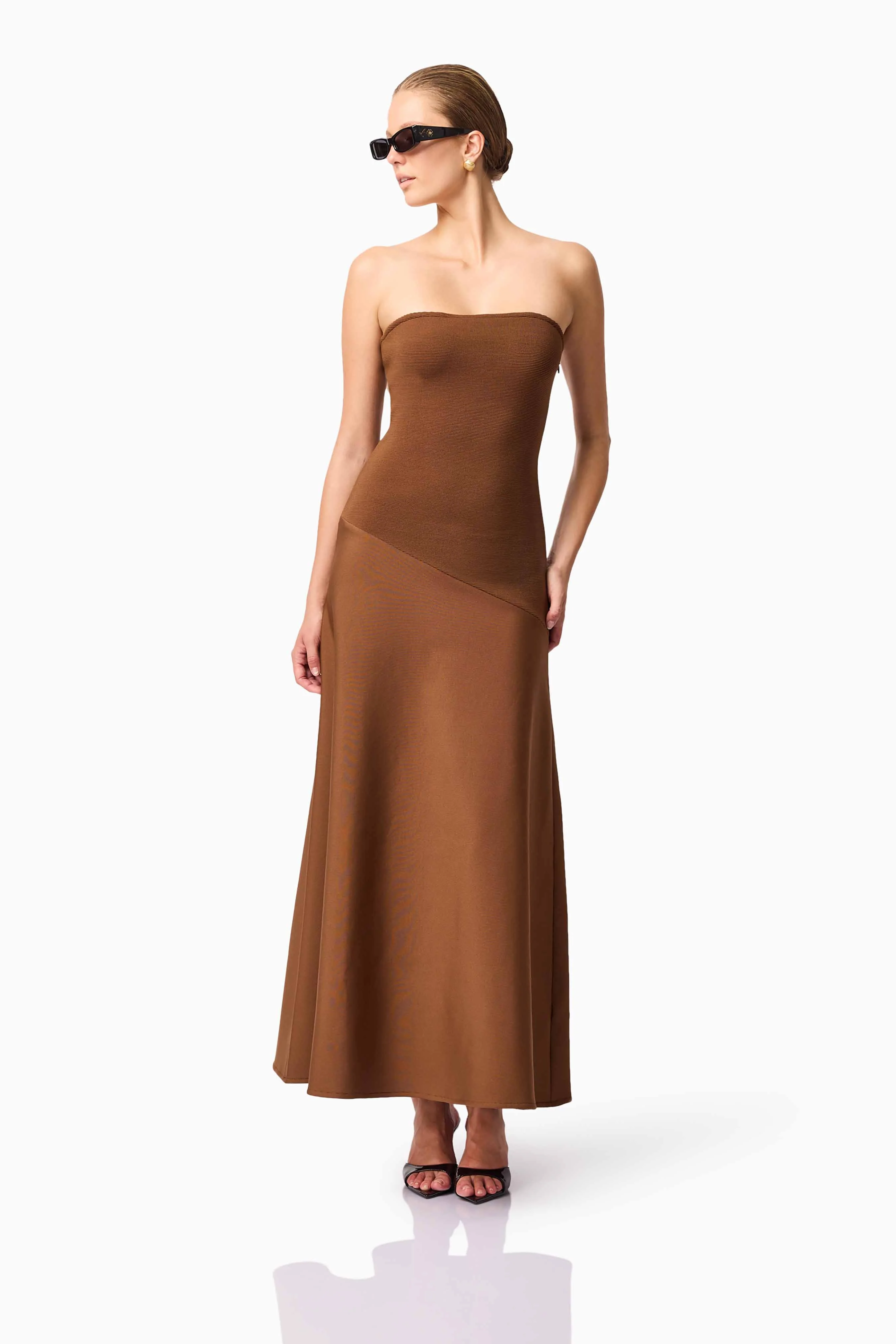 CURAAE Zahara Strapless Maxi Dress in Brown - Image 3