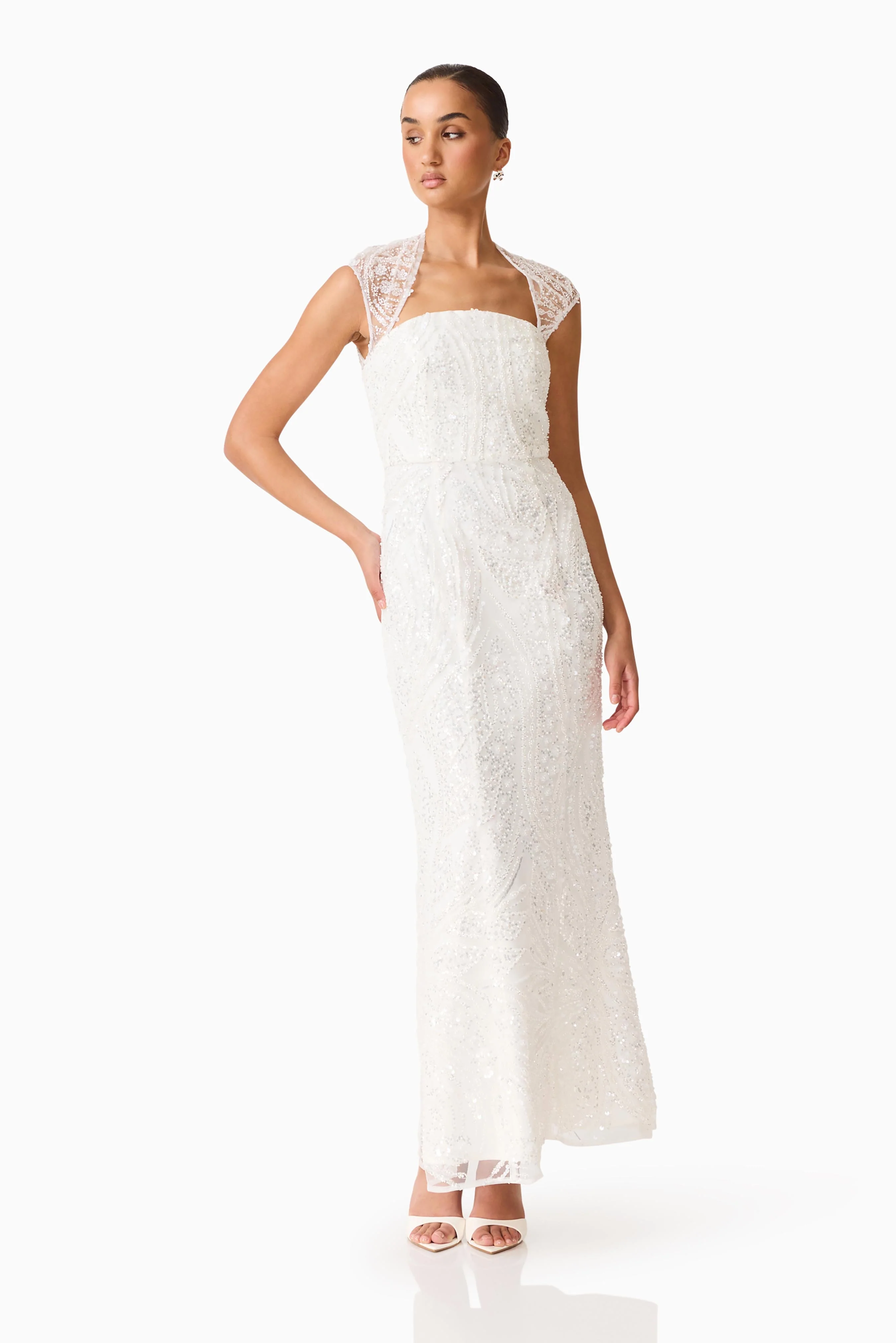 Daelia Embellished Gown White - Image 3