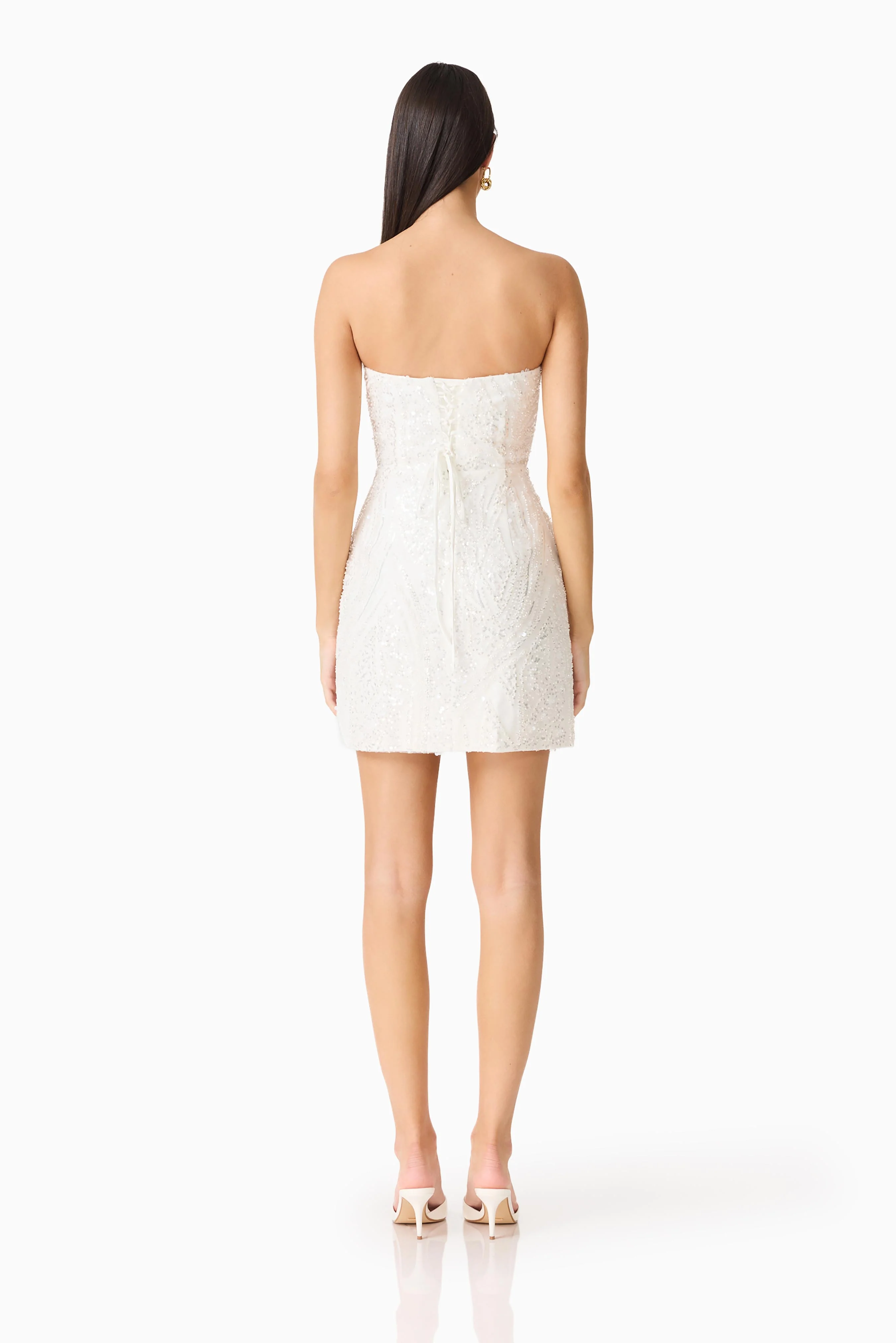 Daelia Strapless Mini Dress in White - Image 4