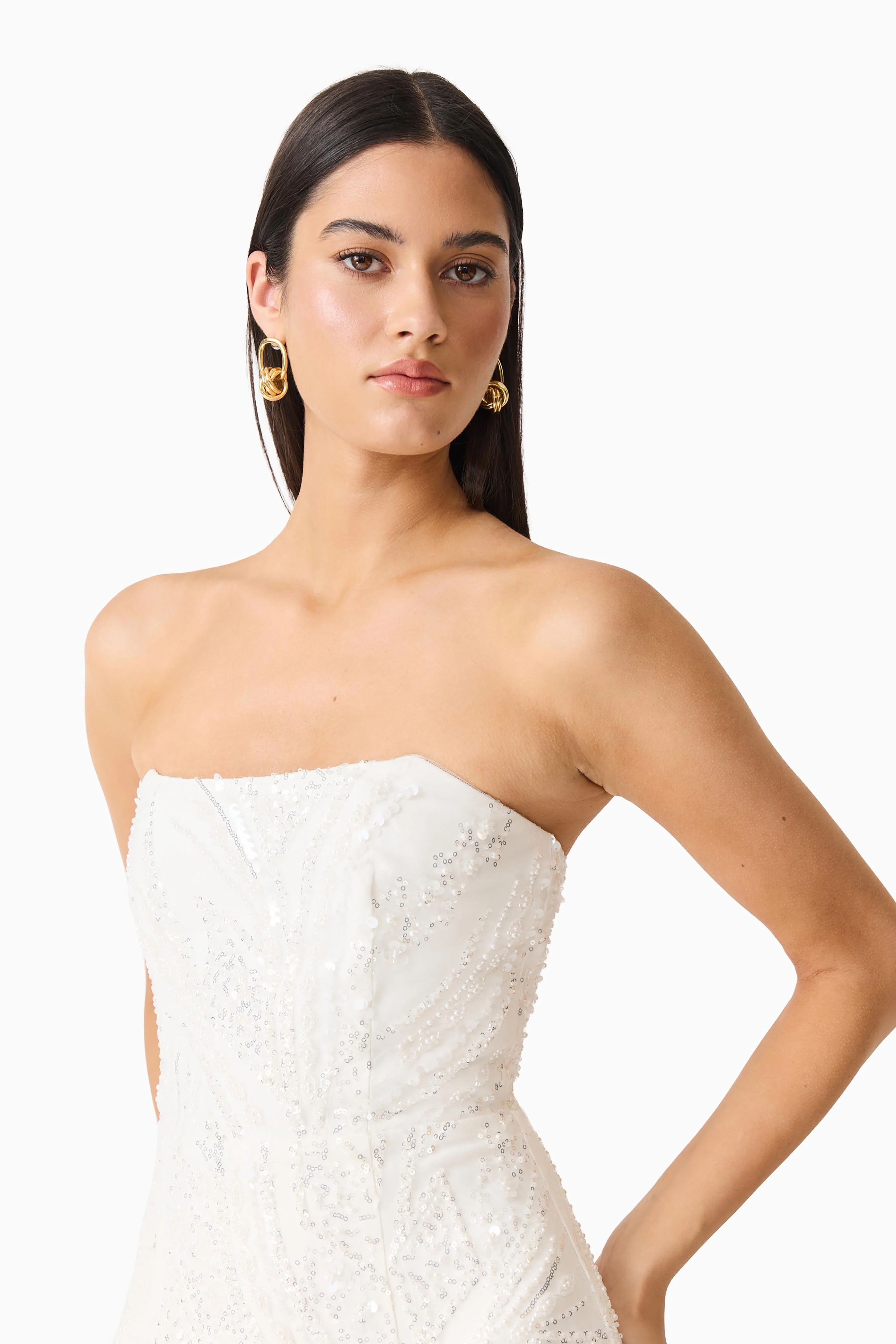 Daelia Strapless Mini Dress in White - Image 5