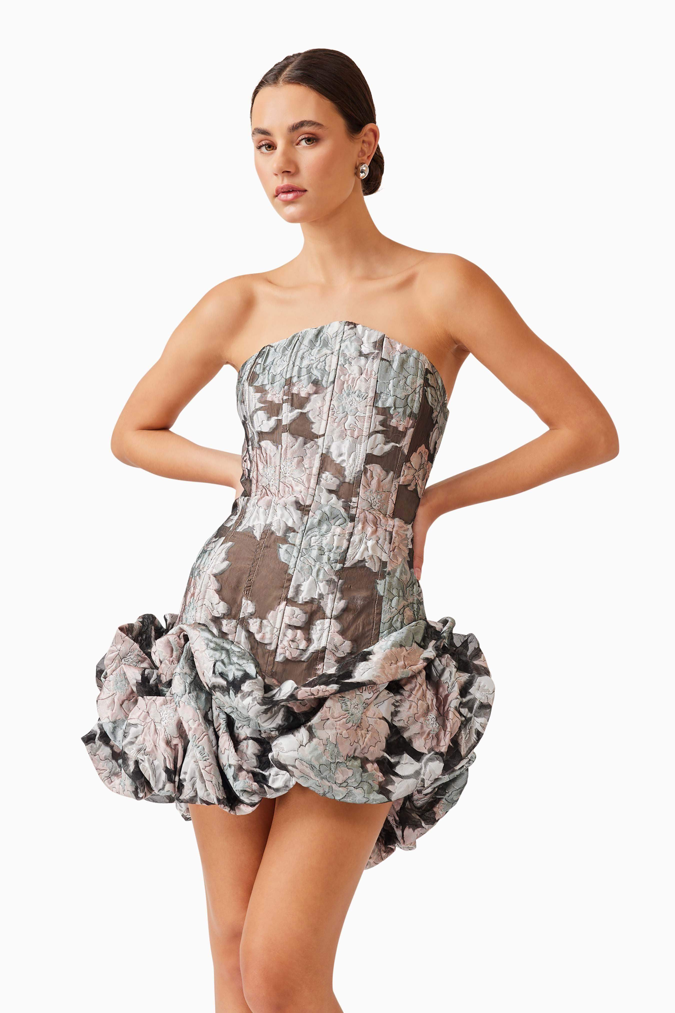 Dahlia Strapless Mini Dress in Floral - Image 2