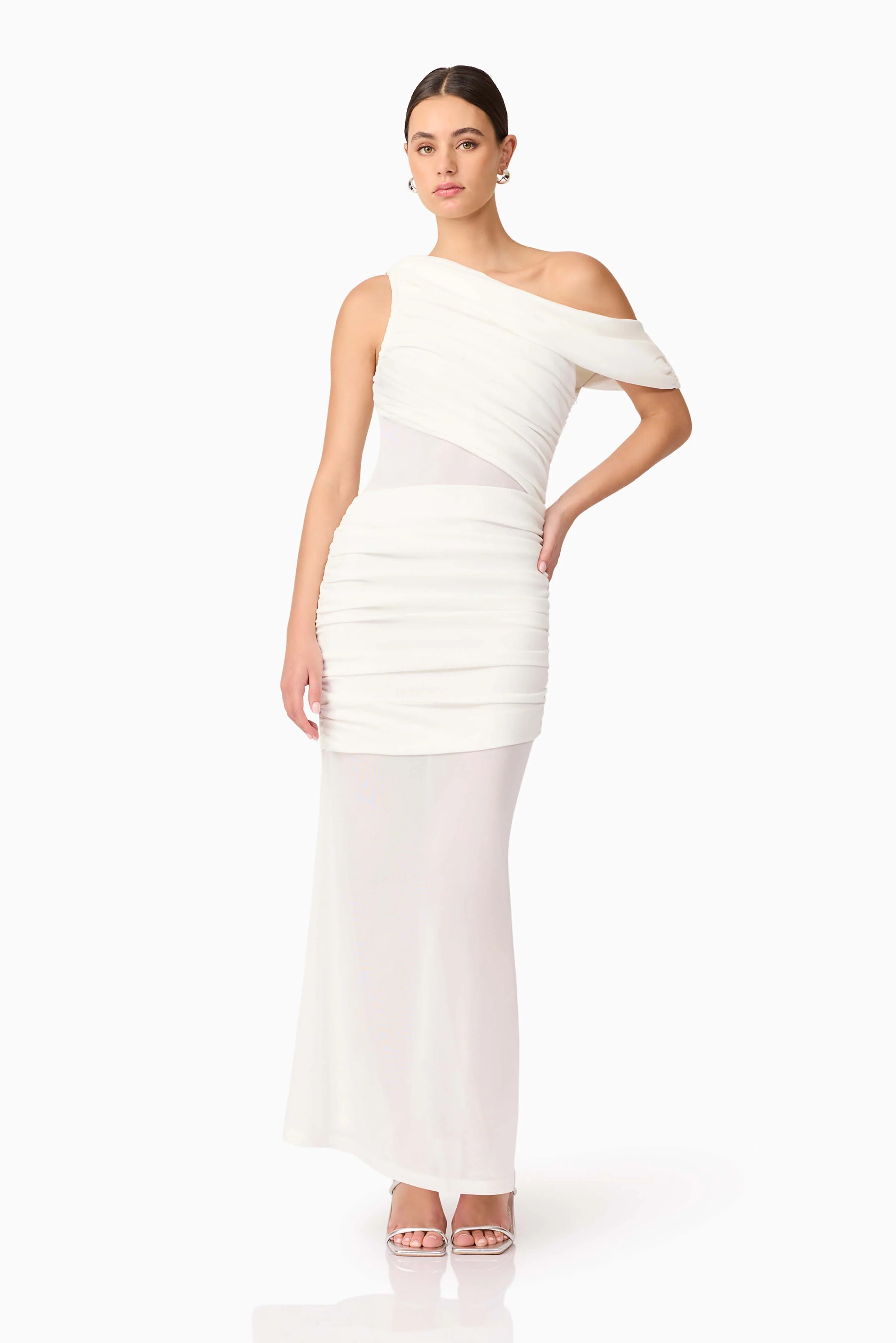 Darya Asymmetrical Gown in White - Image 3