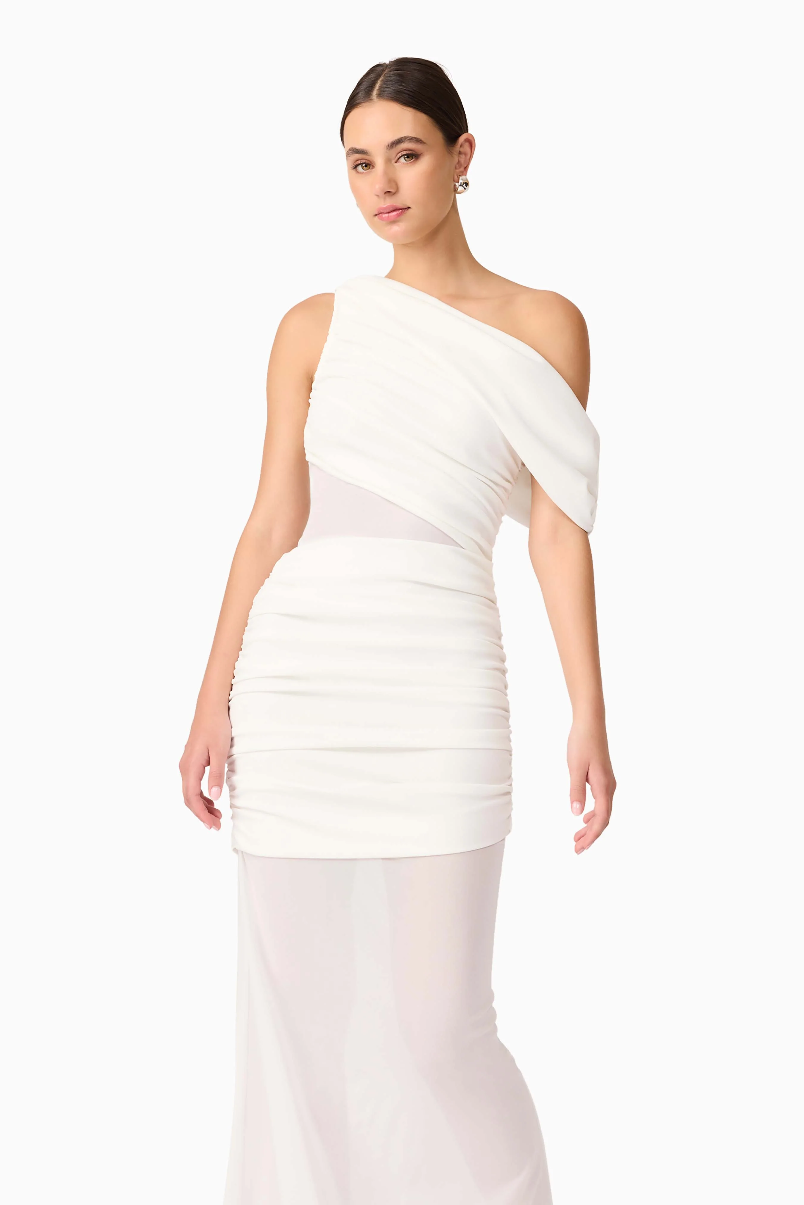 Darya Asymmetrical Gown in White - Image 5
