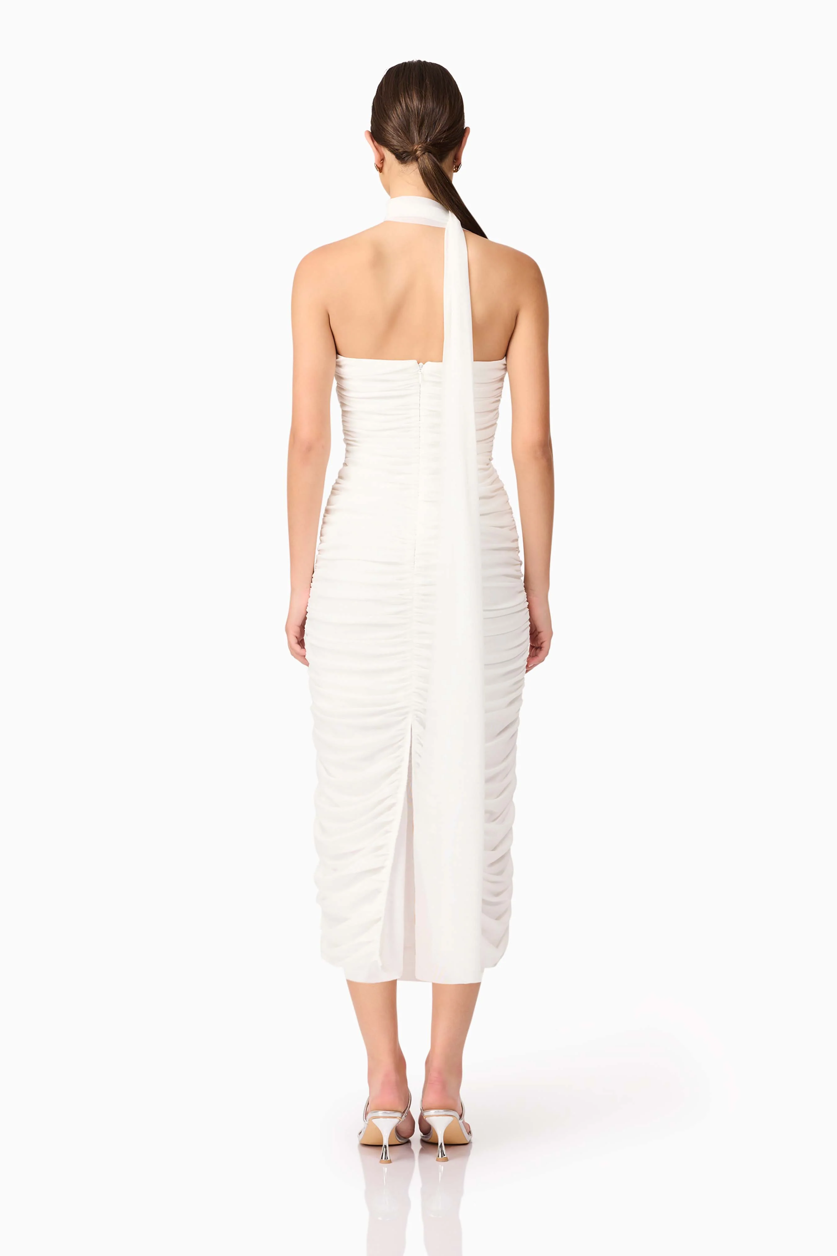 Darya Fitted Midi Dress in White - Image 5