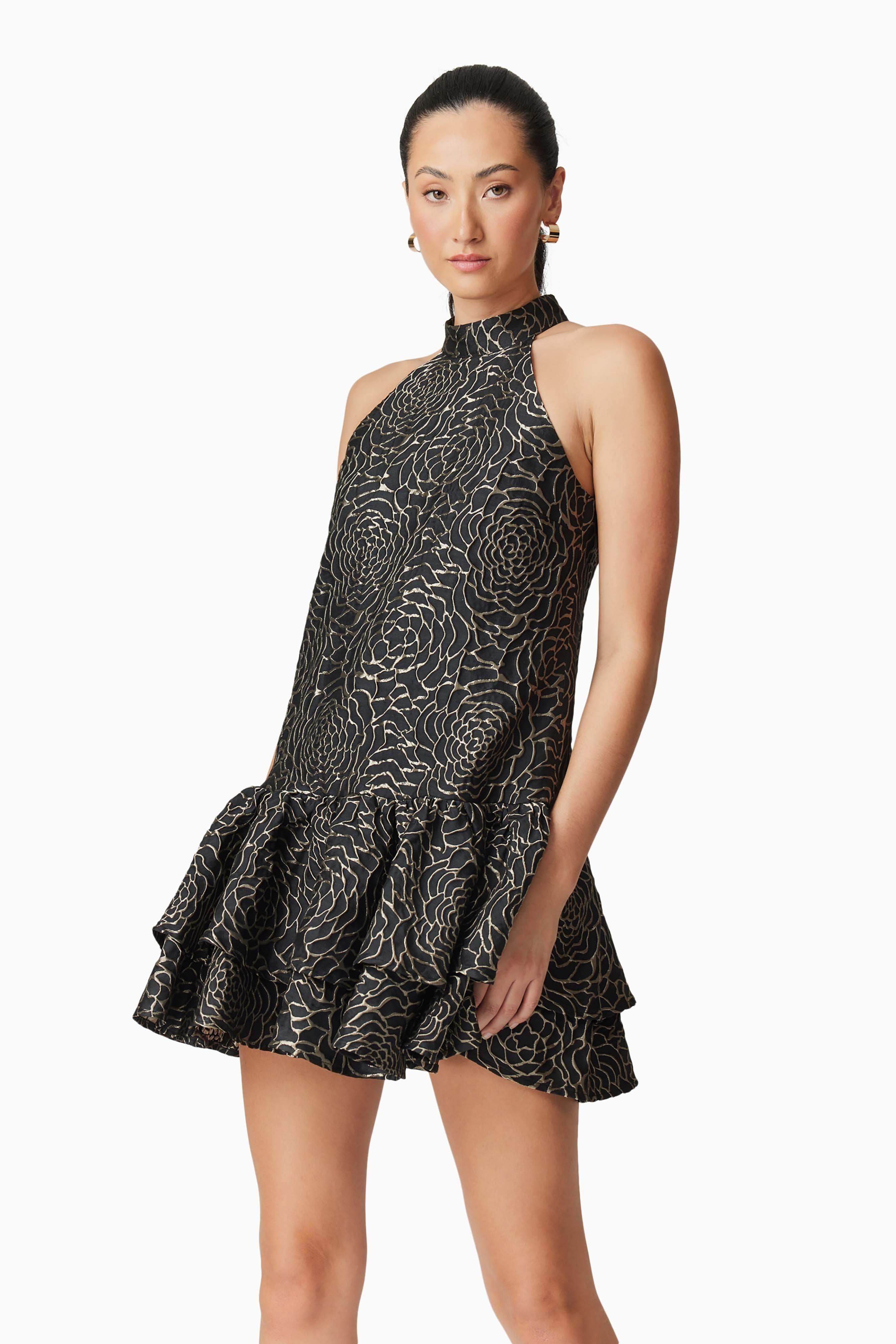 Deanna Halter Mini Dress in Black - Image 2