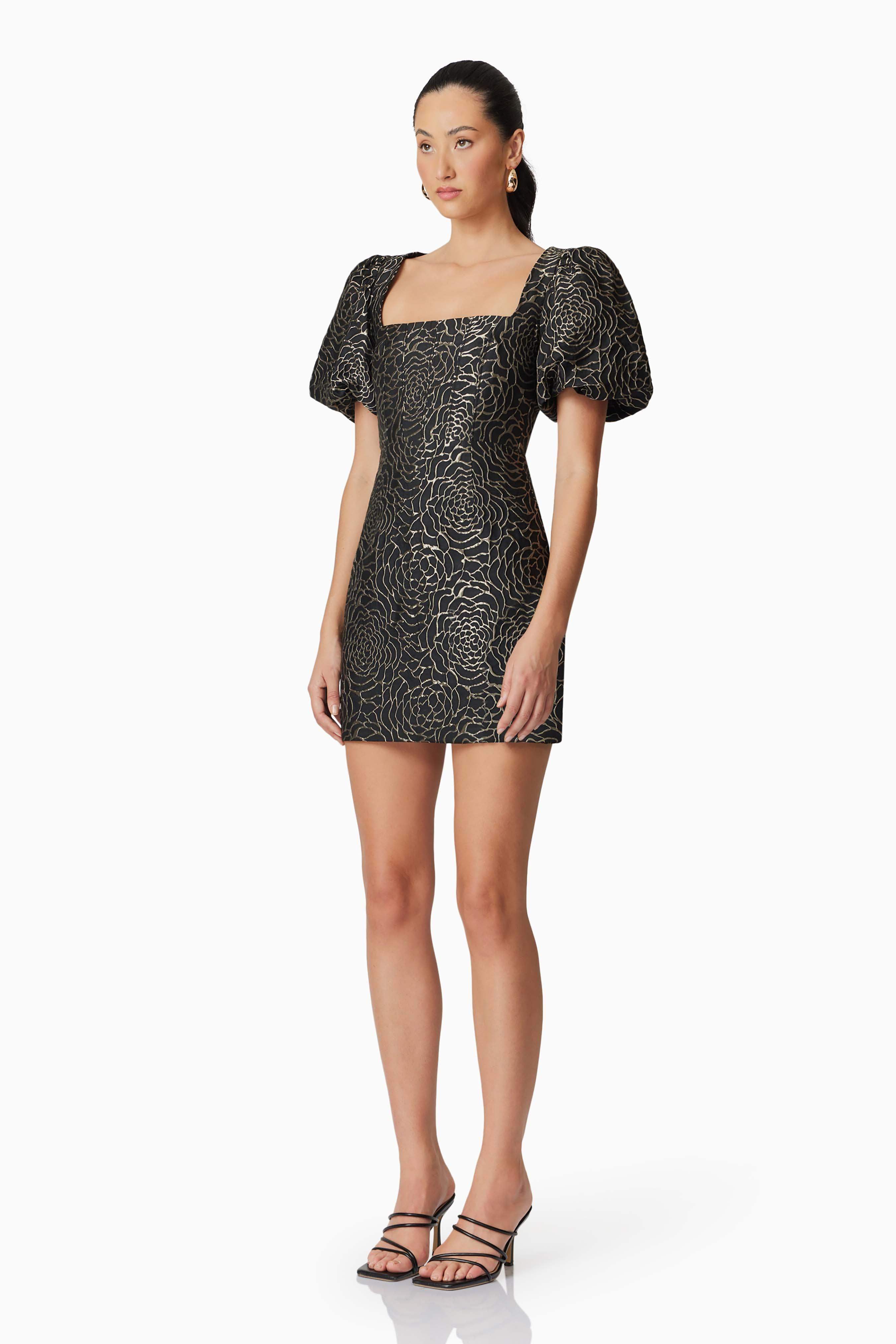 Deanna Puff Sleeve Mini Dress in Black - Image 4