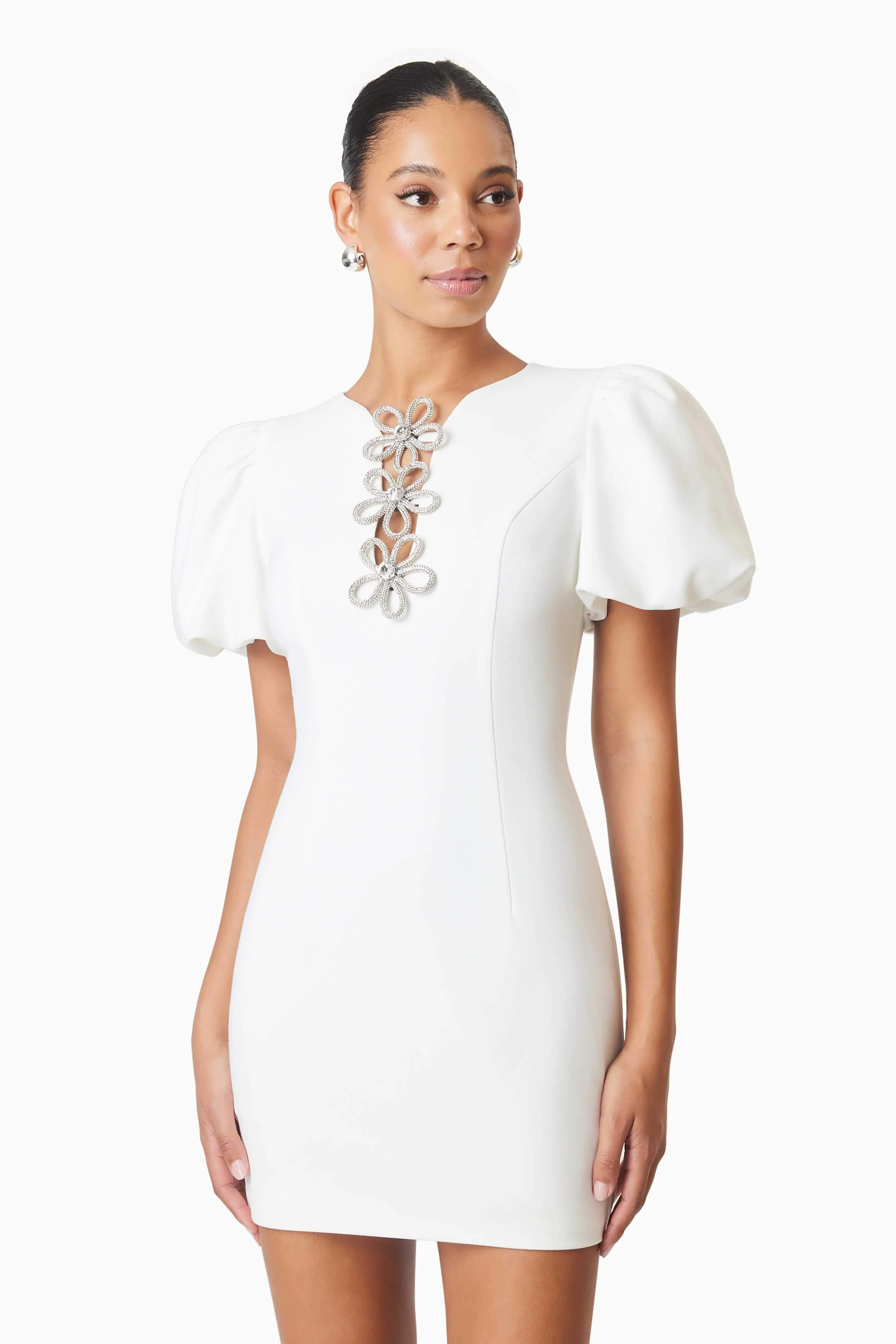 Delia Diamante Mini Dress In White - Image 5