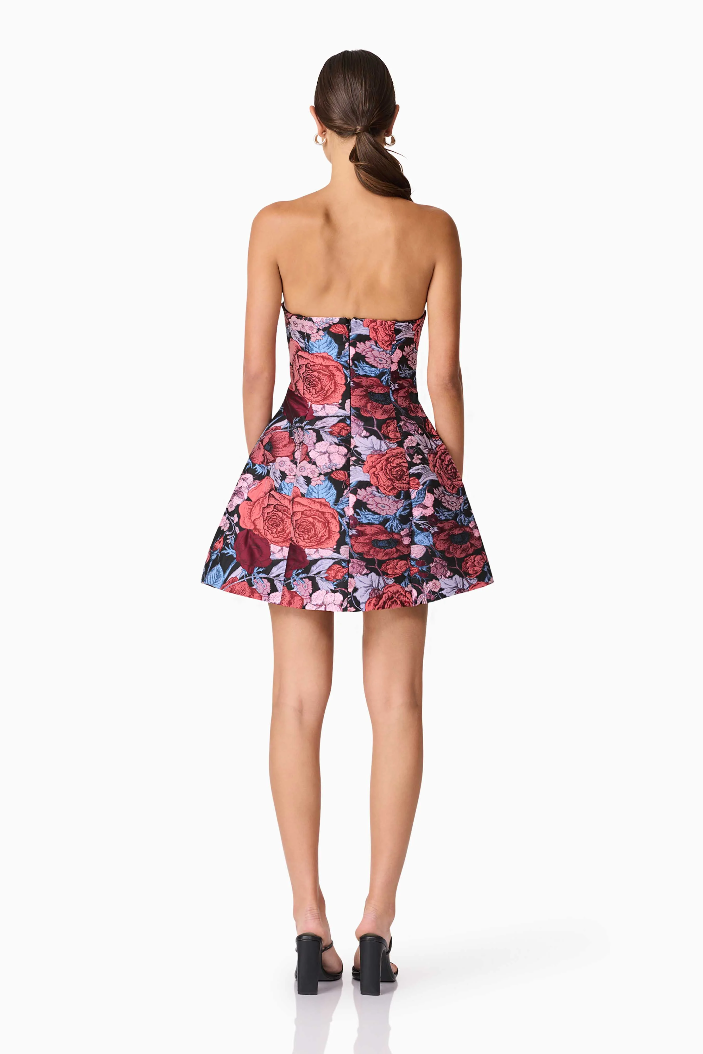 Delphine Tulip Mini Dress in Pink & Black Floral - Image 6