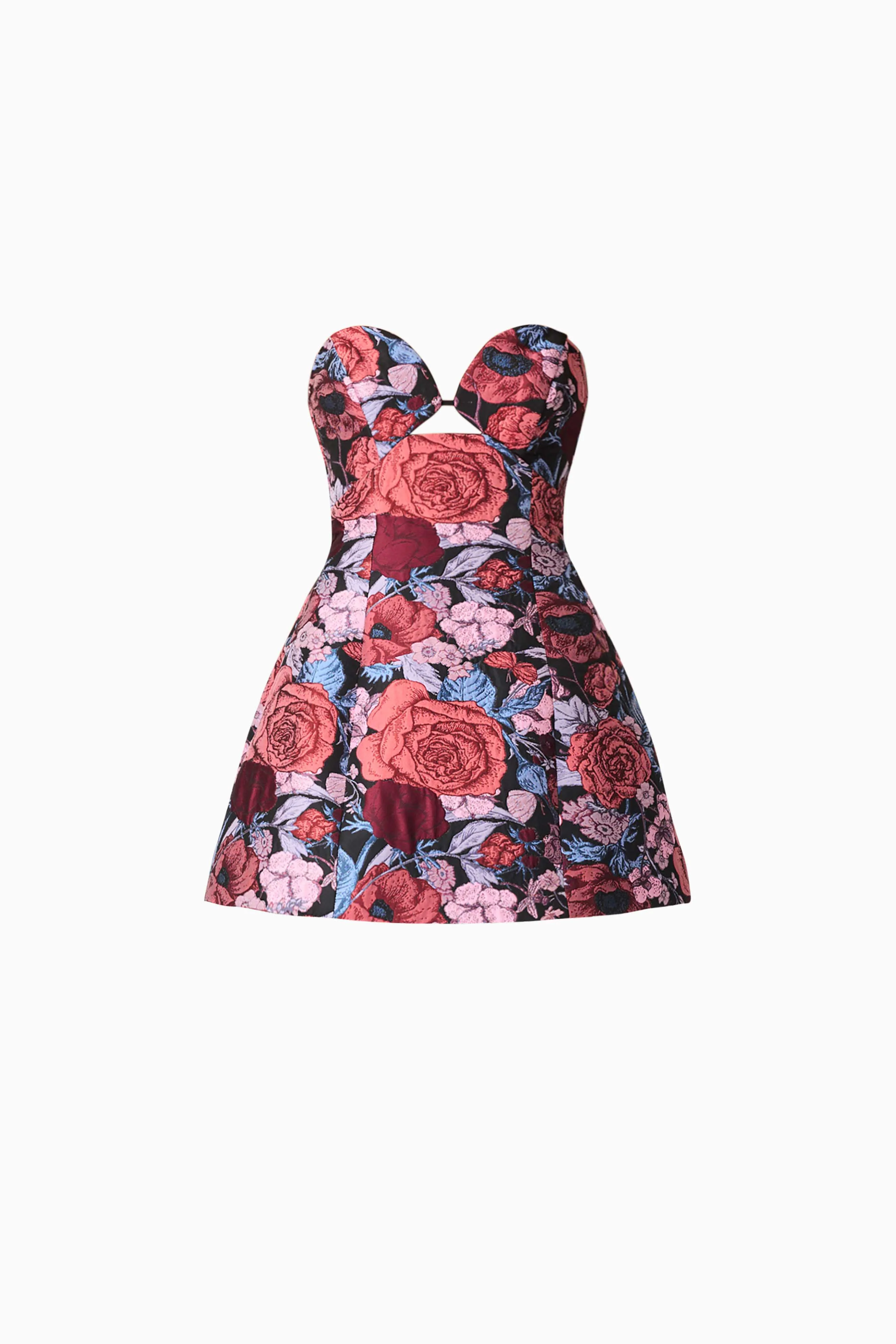Delphine Tulip Mini Dress in Pink & Black Floral - Image 8