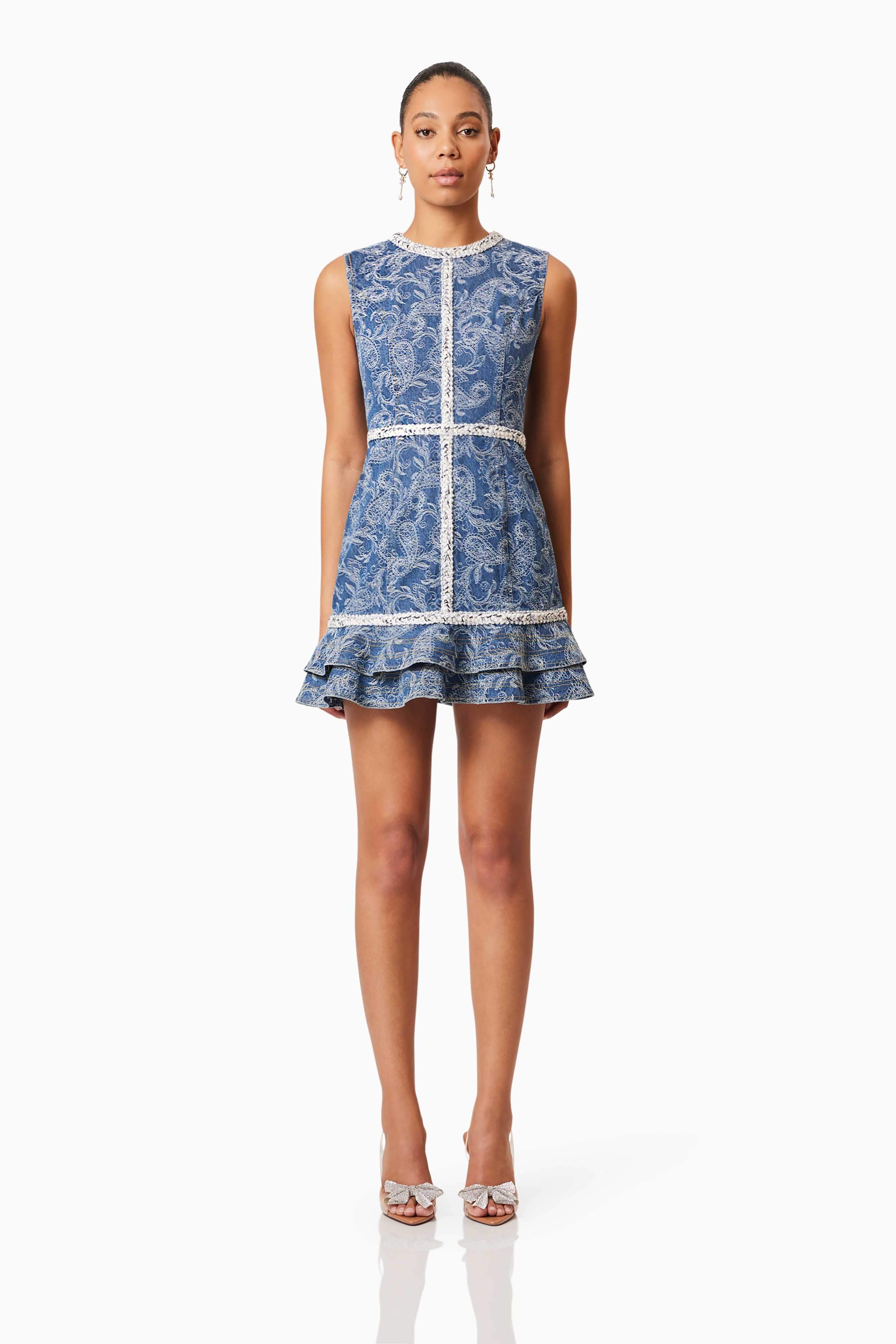 Denver Ruffled Mini Dress in Blue