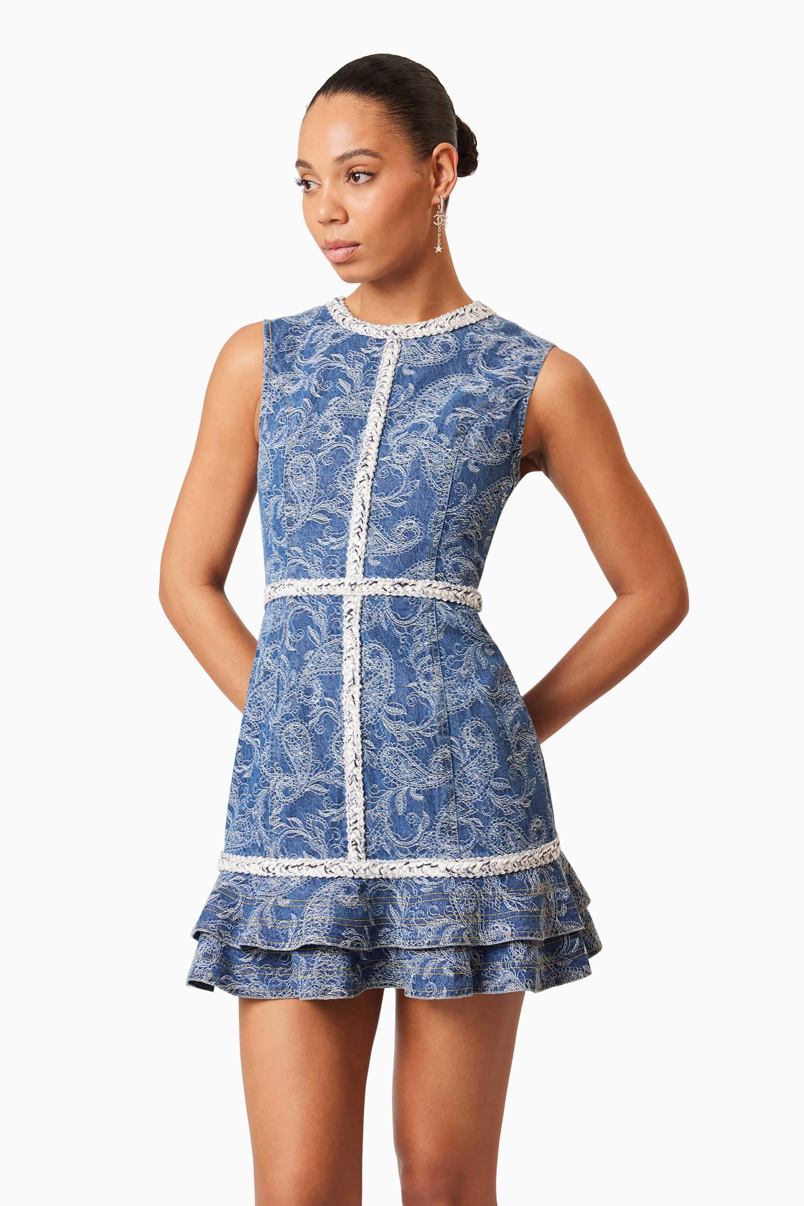 Denver Ruffled Mini Dress in Blue - Image 2