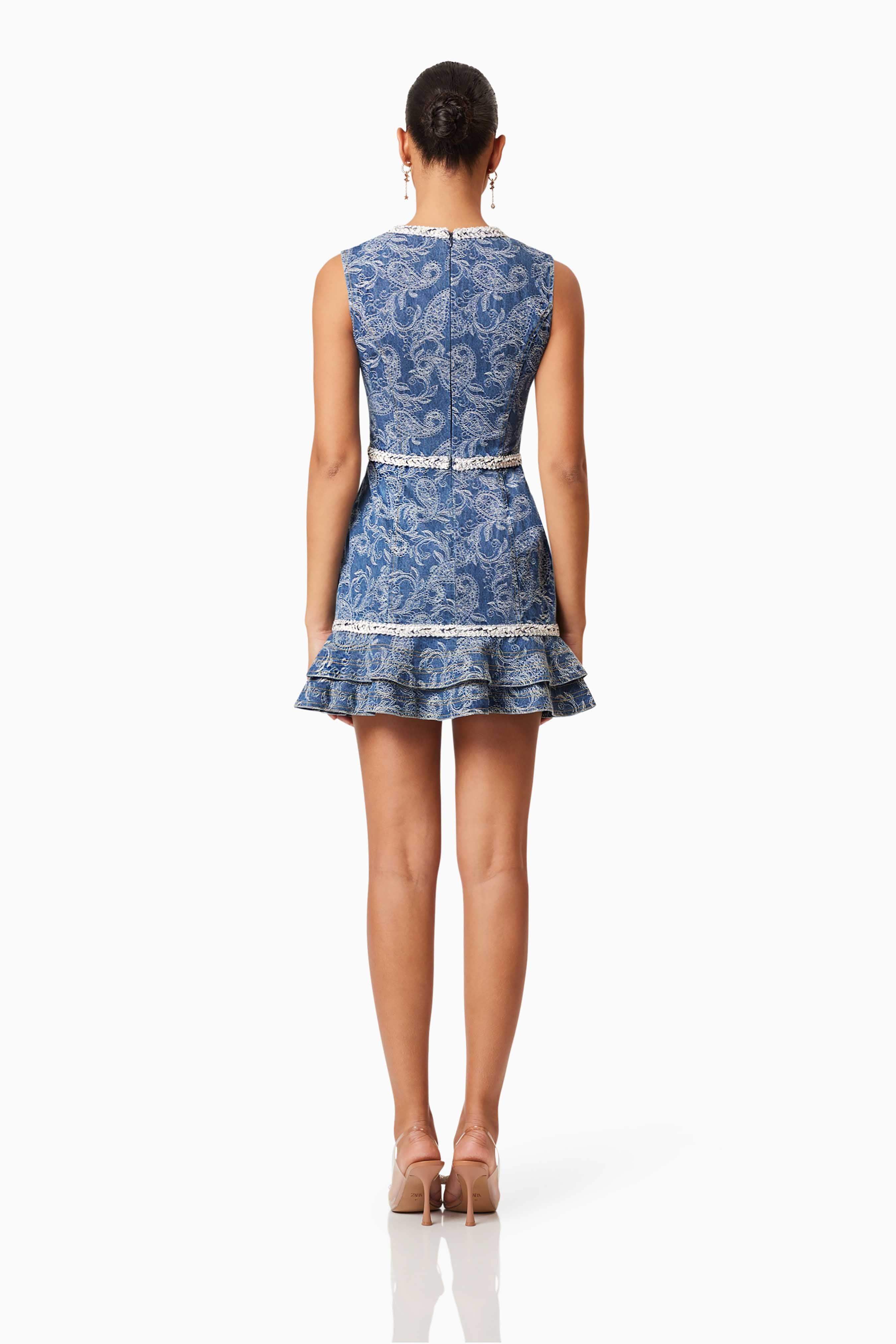 Denver Ruffled Mini Dress in Blue - Image 6