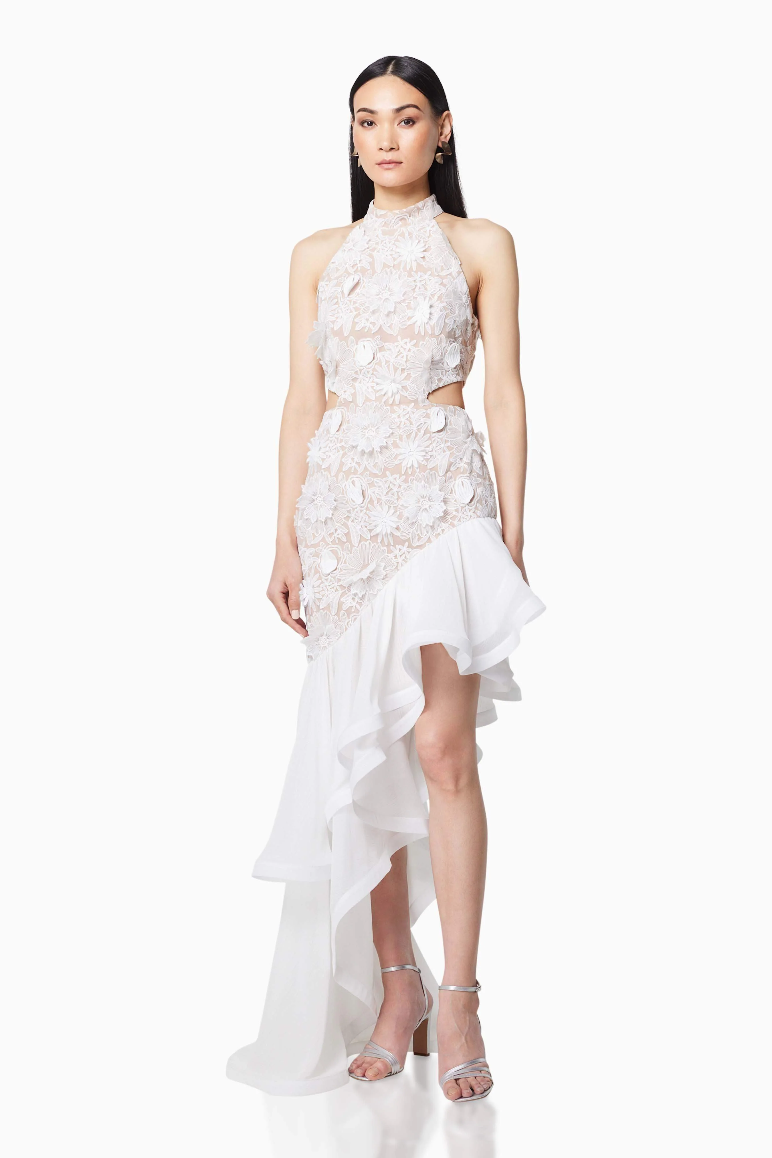 Dubrovnik Fitted Maxi Dress in White - Image 3