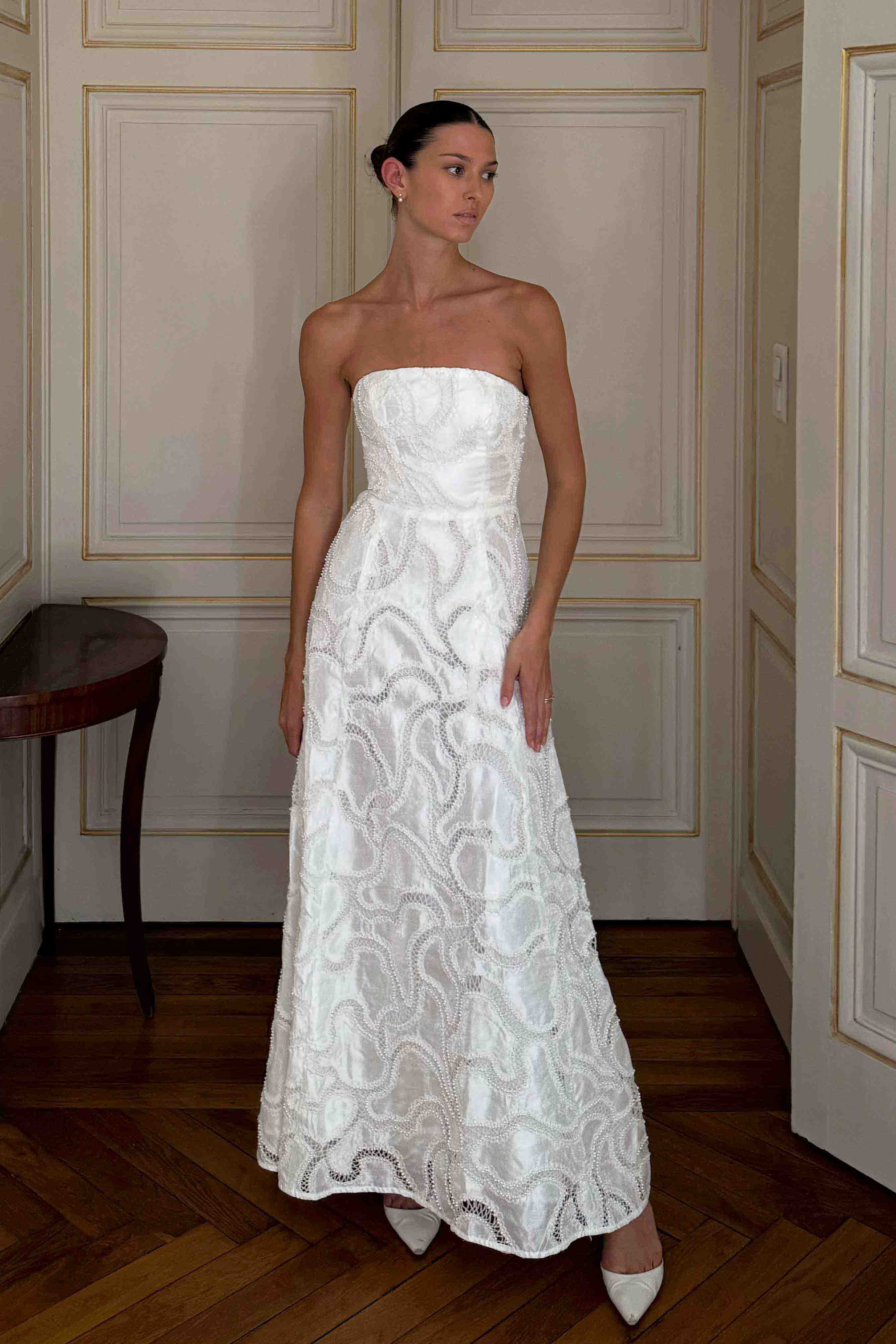 Elara Beaded Gown in White - Image 4