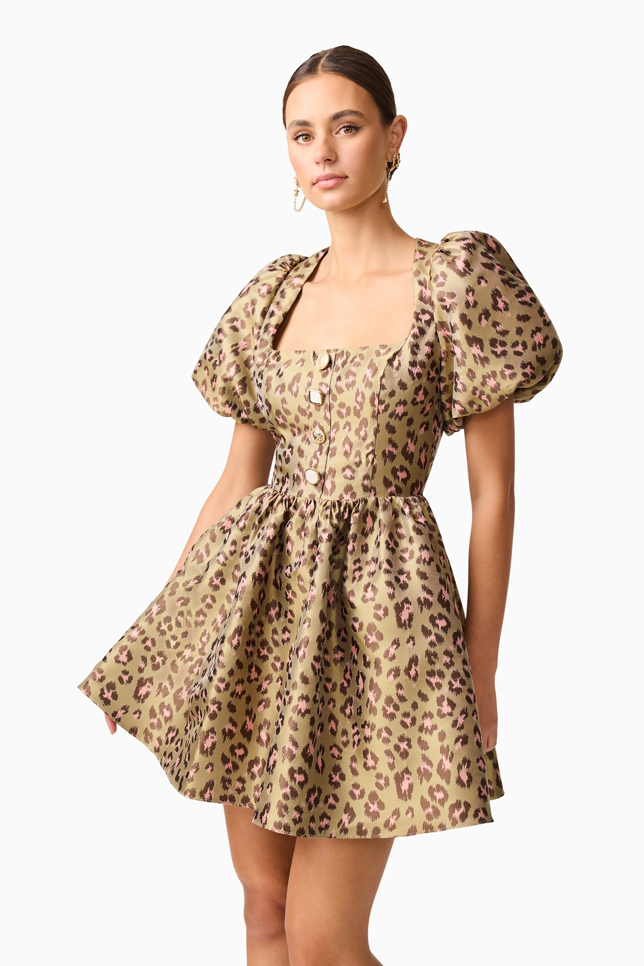 Elara Romper Mini Dress in Leopard Print - Image 5